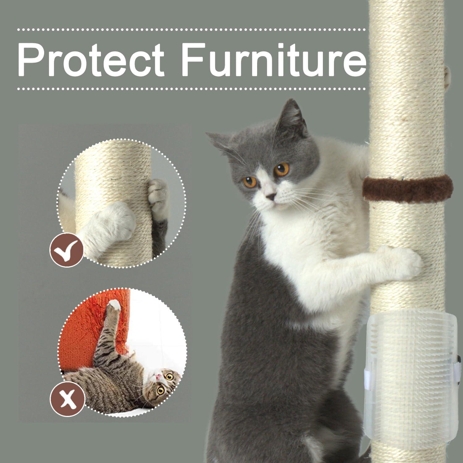 Tucker Murphy Pet™ 32" Tall Cat Scratching Post Sisal Rope Scratch Posts With Hanging Ball And Self-Massage Brush Vertical Scratcher For Indoor Cats And Kittens(Brown 32Inches)