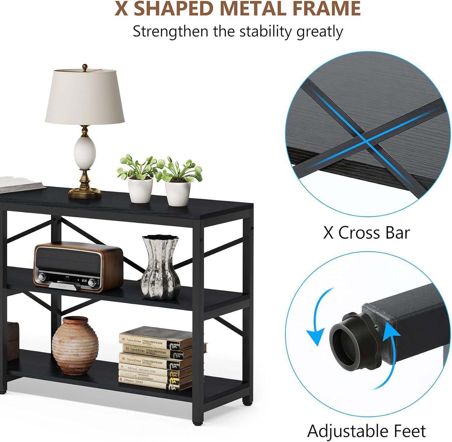 Hommoo 3-Tier Console Table 70.9" Long Sofa Table with Storage Shelves