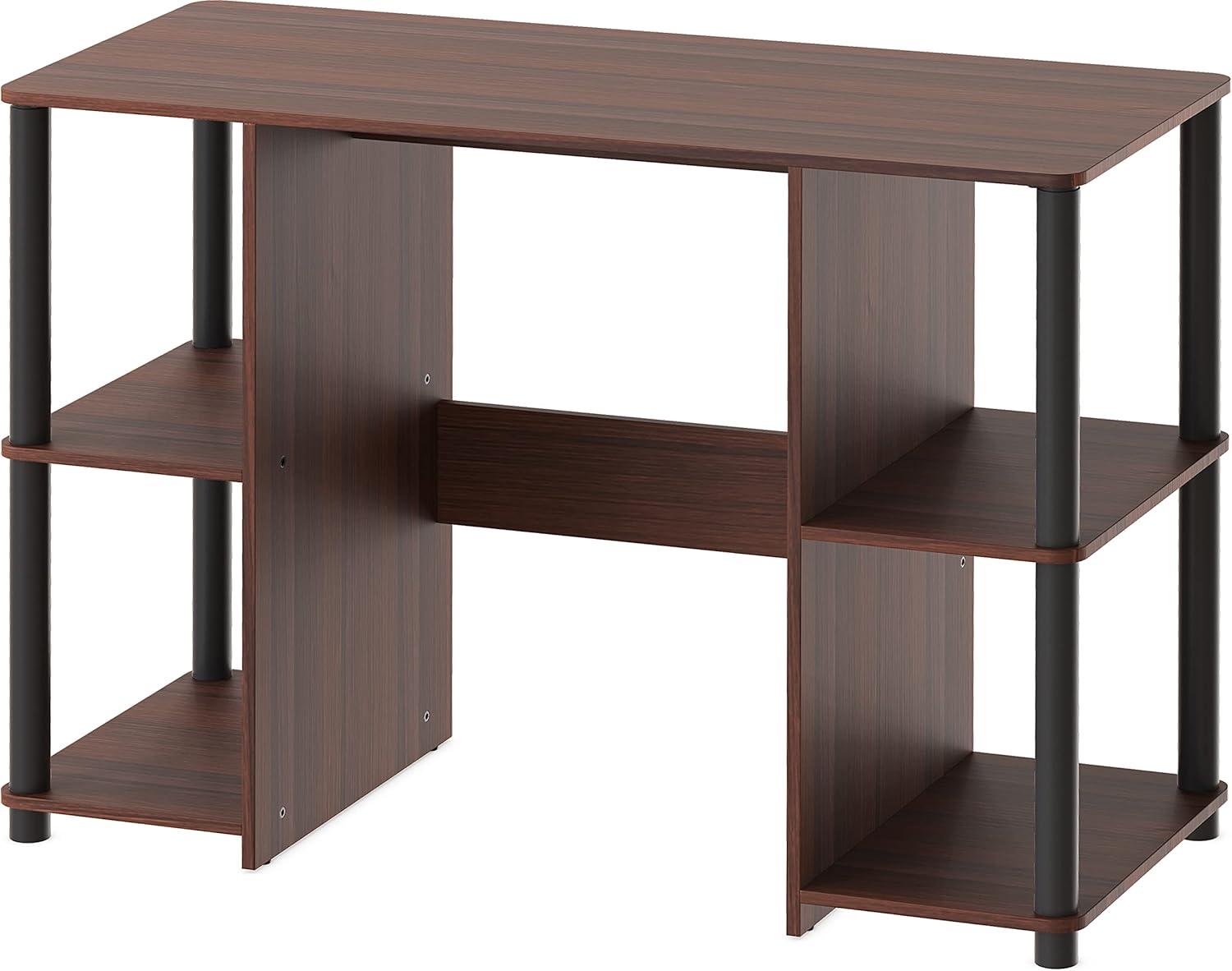 SHW 38-Inch Wood Desk with 2 Sided Shelves, Cherry