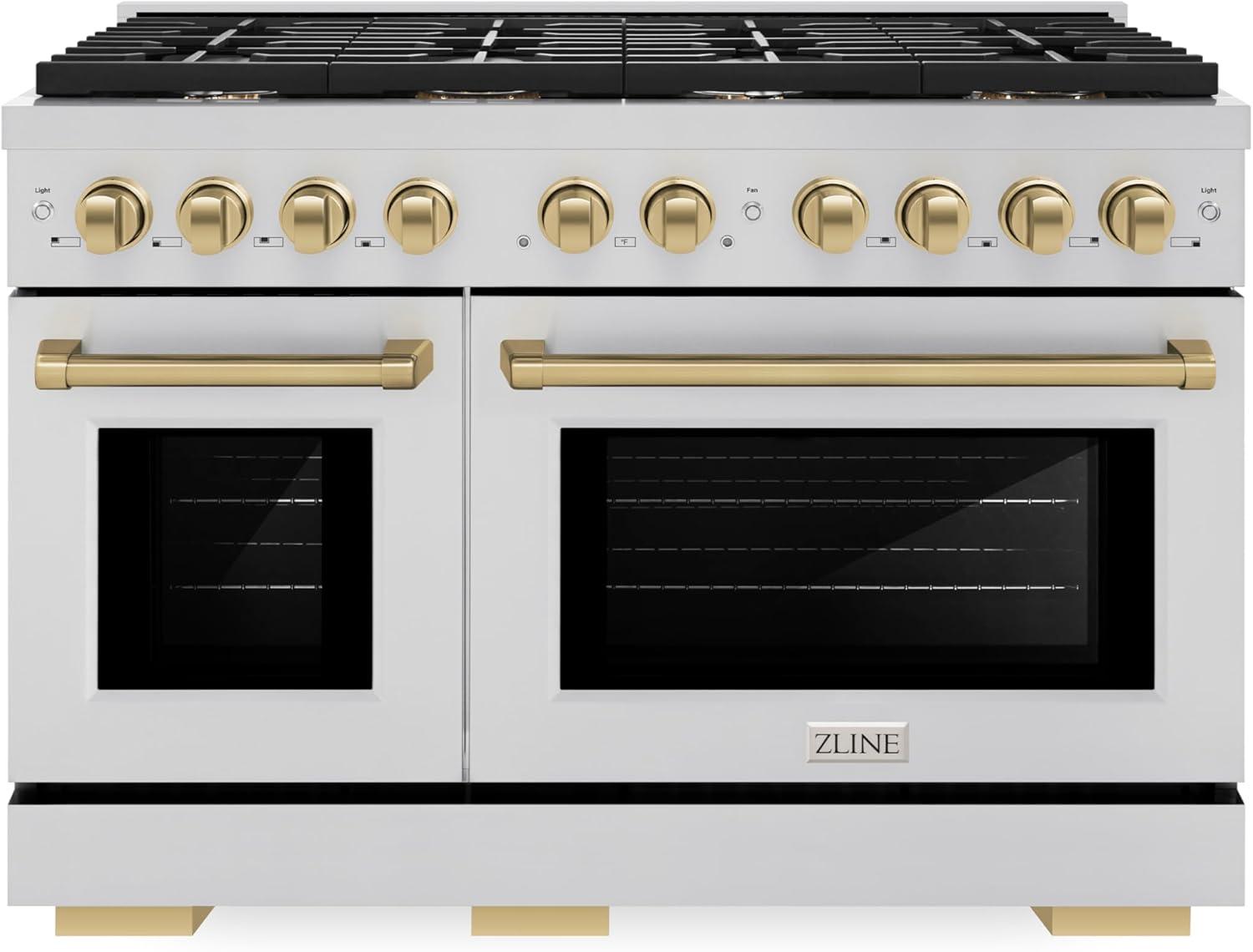 ZLINE Autograph Edition 48" Paramount Gas Range w/ 8 Burners & Champagne Bronze Accents