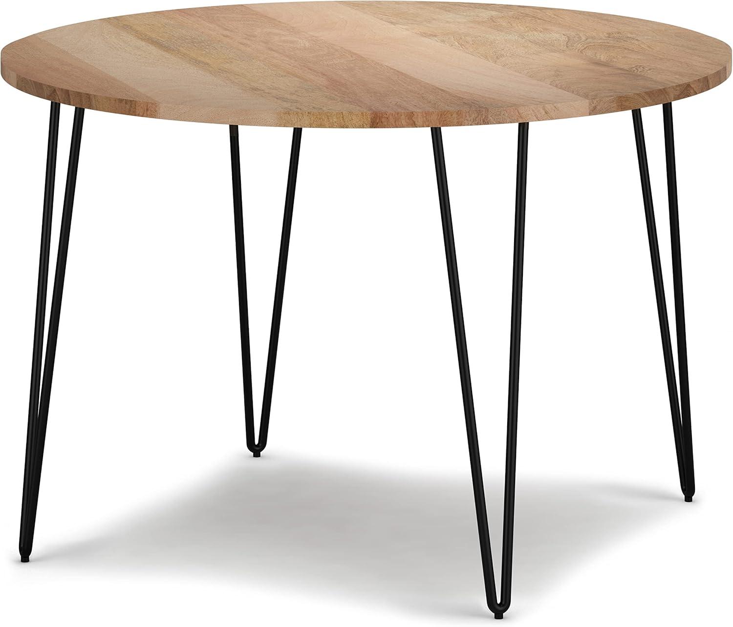 Hunter Round Solid Wood Top Metal Base Dining Table