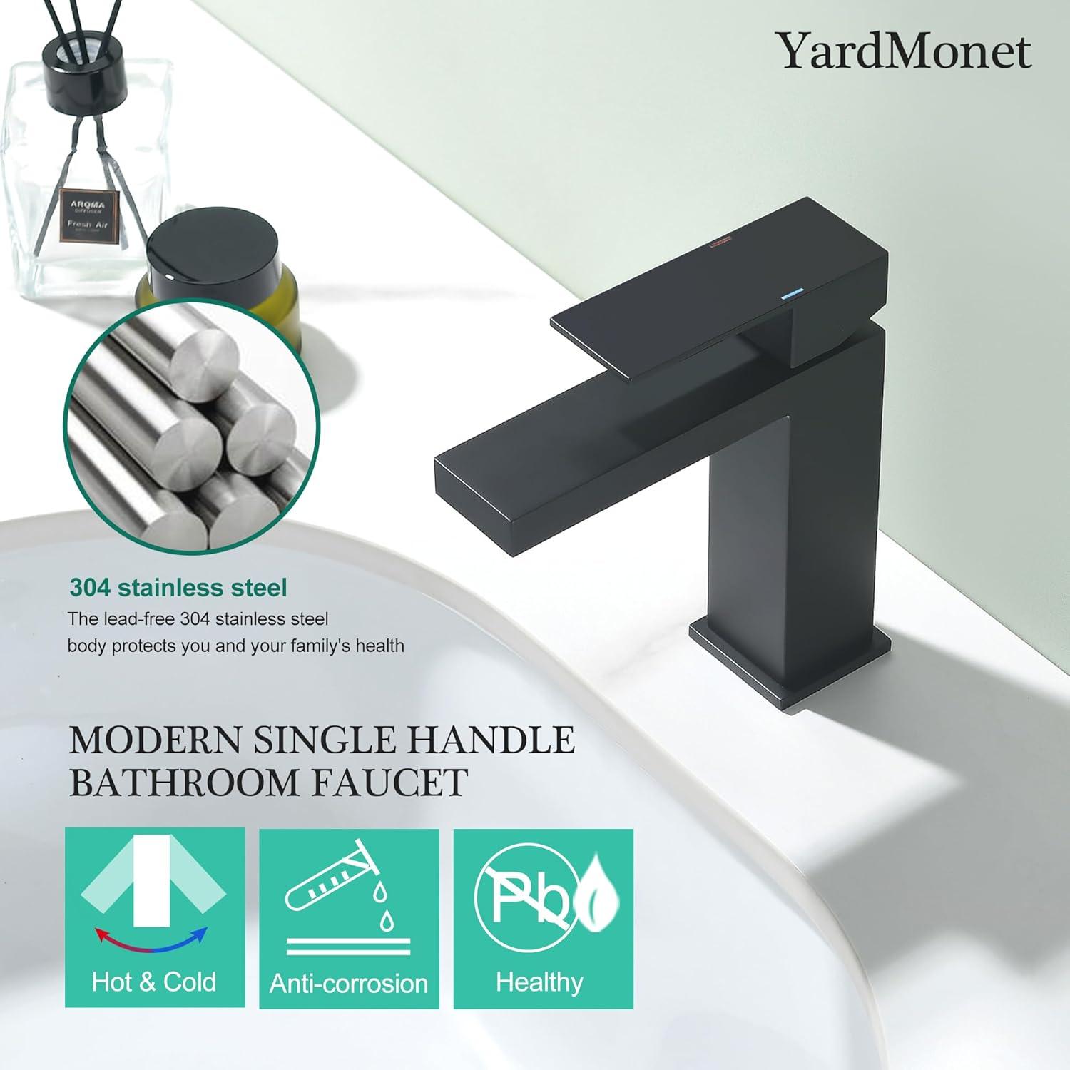 Gold Vessel Sink Faucet, Brushed Gold Tall Single Handle Bathroom Vessel Sink Faucet 1 Hole, Modern Stainless Steel Restroom Vanity Faucet with Metal Pop Up Drain and Water Supply Hose