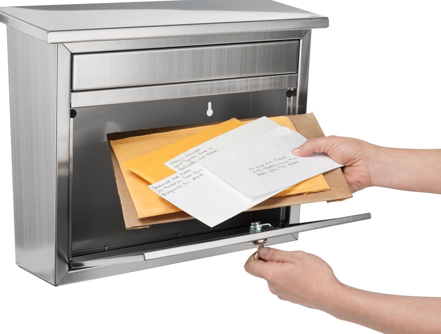Architectural Mailboxes Maya Classic Stainless Steel Wall Mount Silver Mailbox