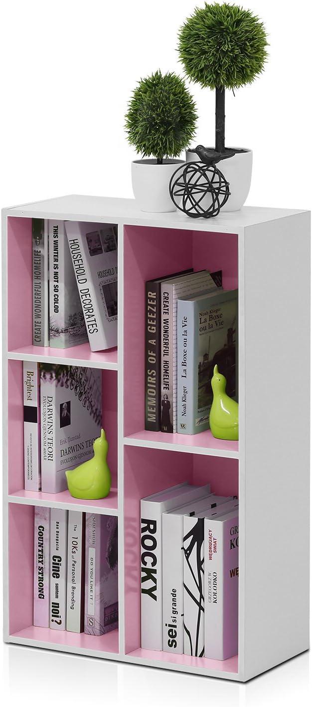 31" 5 Cube Decorative Bookshelf-Furinno Luder Reversible Open Shelf