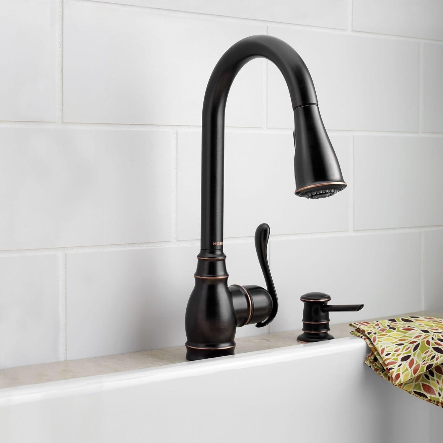 Moen Anabelle Single Handle Deck-mount Pull-down Kitchen Faucet with Sprayer ( Deck Plate Included ) (Soap Dispenser Included)