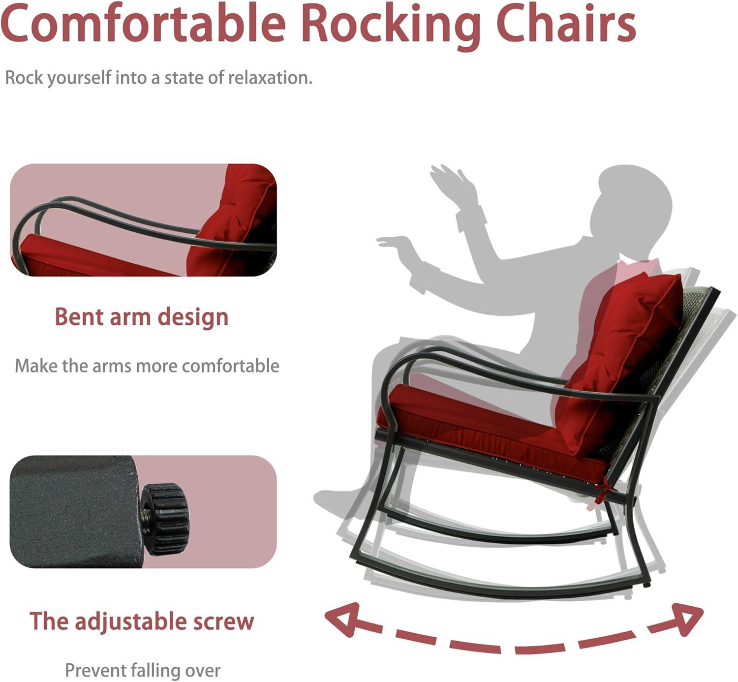 Mercury Row® Preciado 3 Piece Outdoor Patio Set With Cushions-Rocking Chair for Balcony, Lawn and Porch