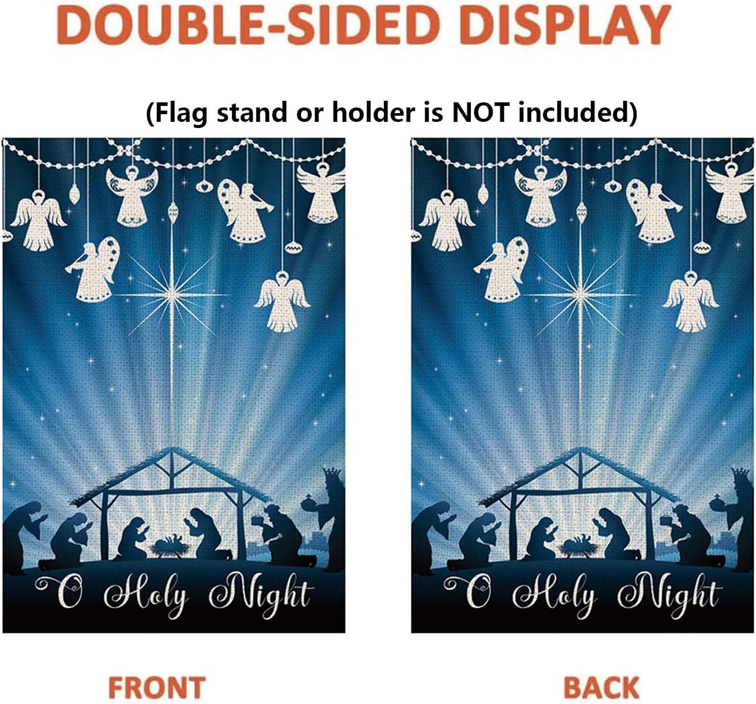 Christian Christmas Nativity Scene O Holy Night Garden Flags 12"x18" Double Sided Banner Decoration For Home Yard Lawn