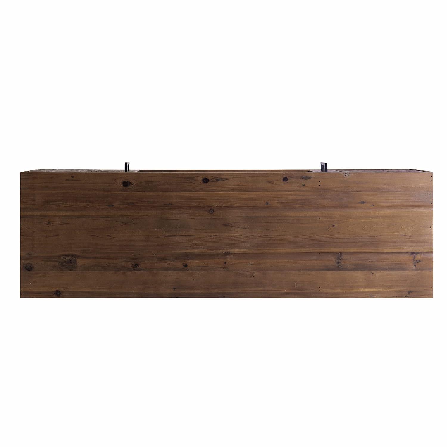 60 Inch Reclaimed Wood Rectangle Farmhouse Tv Stand Media Console, 2 Doors, Iron Legs, Natural Brown