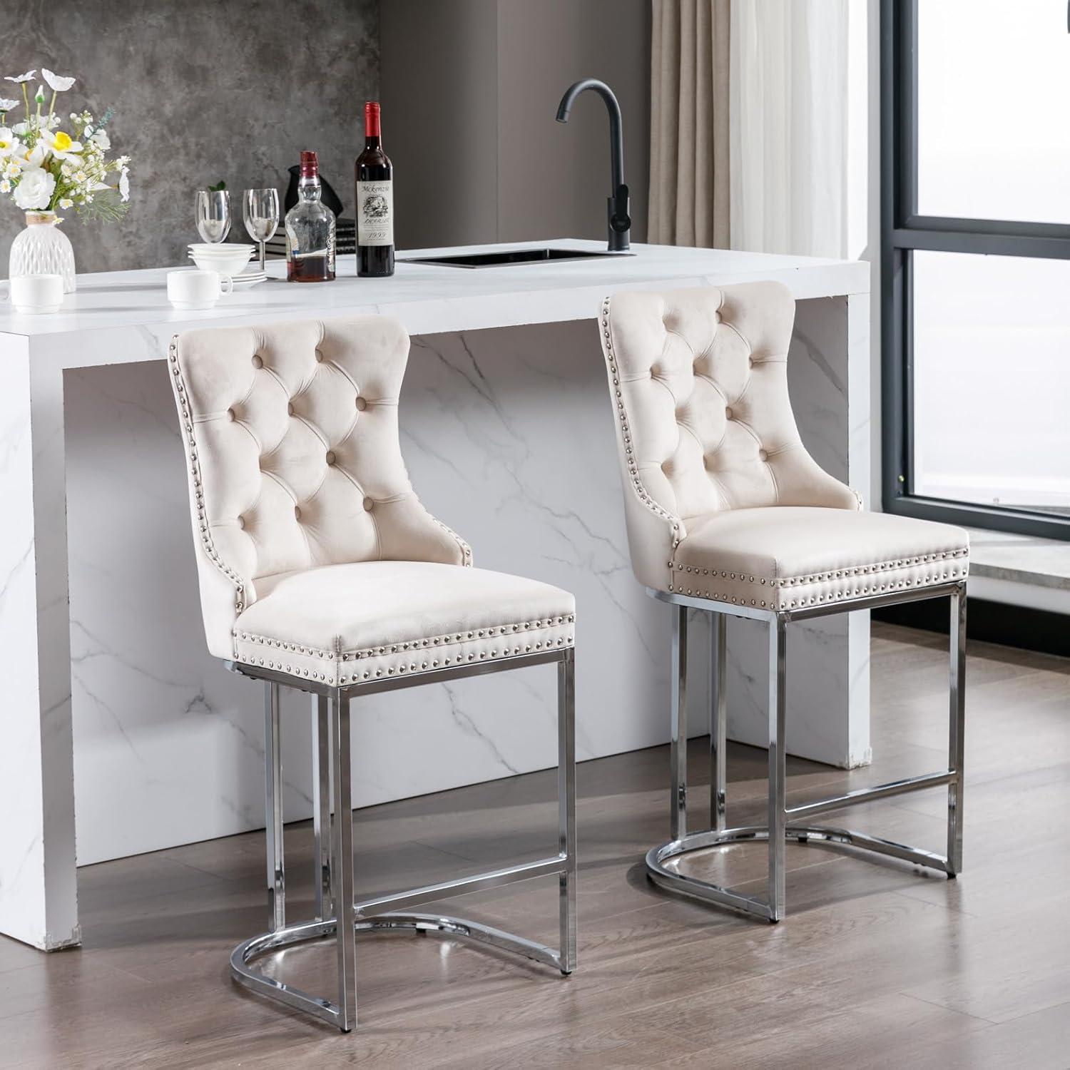 Jermon Upholstered Counter Stool with Metal Frame
