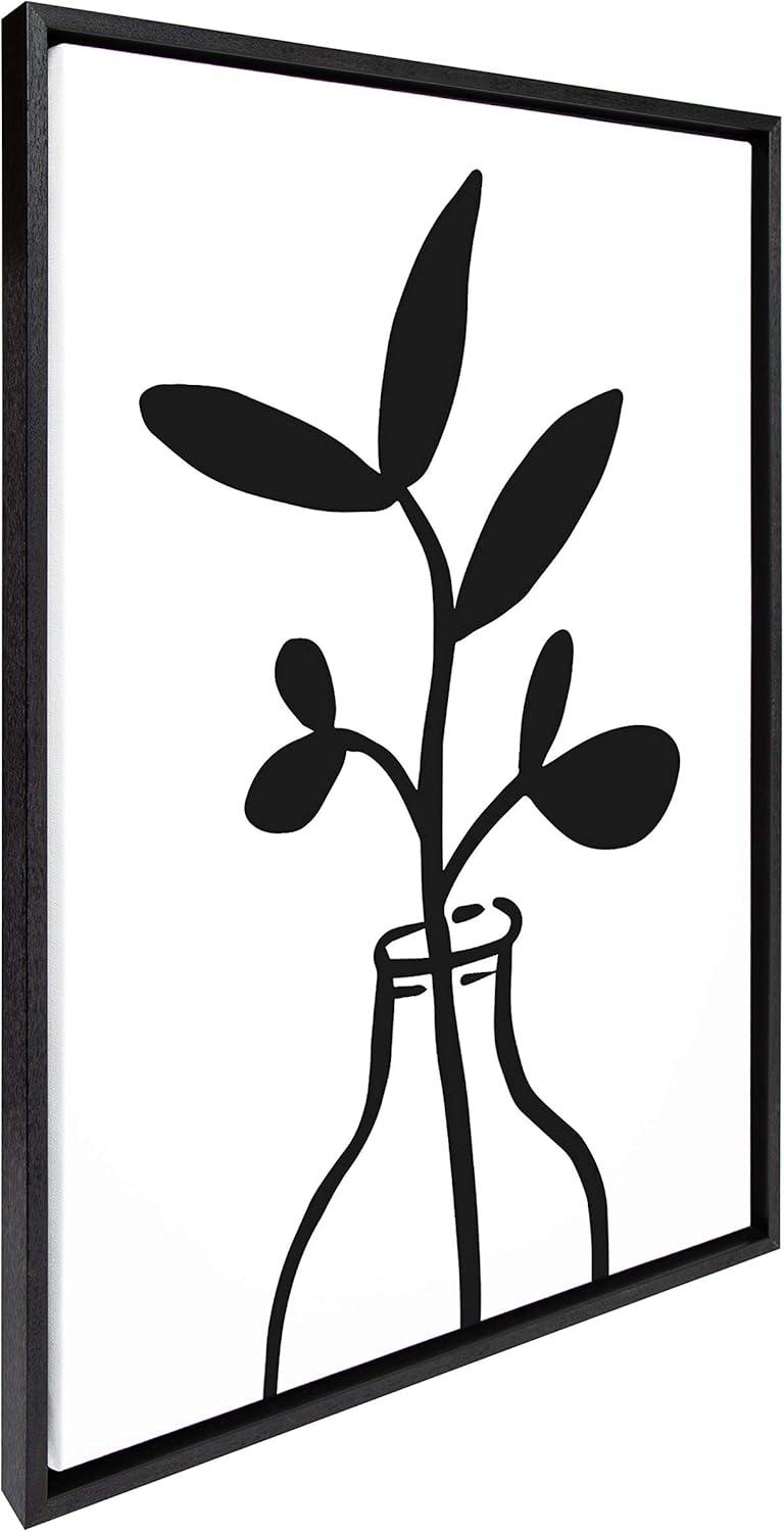 23" x 33" Sylvie Modern Botanical Vase Framed Canvas by the Creative Bunch Studio Black - Kate & Laurel All Things Decor