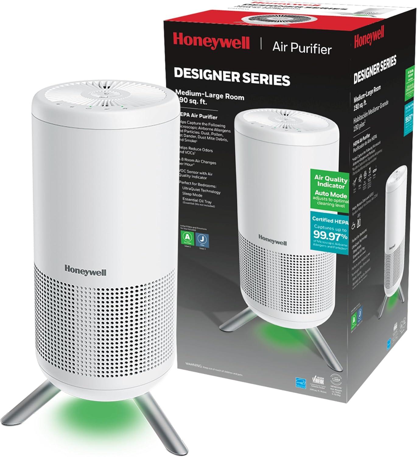 White HEPA Tower Air Purifier with Odor Absorbing Filter