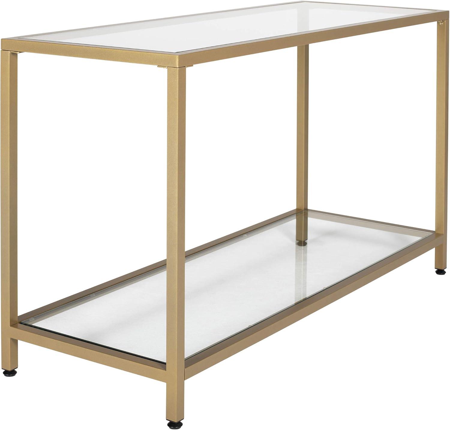 47" Camber Modern Glass Console Table Gold - Studio Designs Home: Mid-Century Style, Steel Frame, Tempered Top