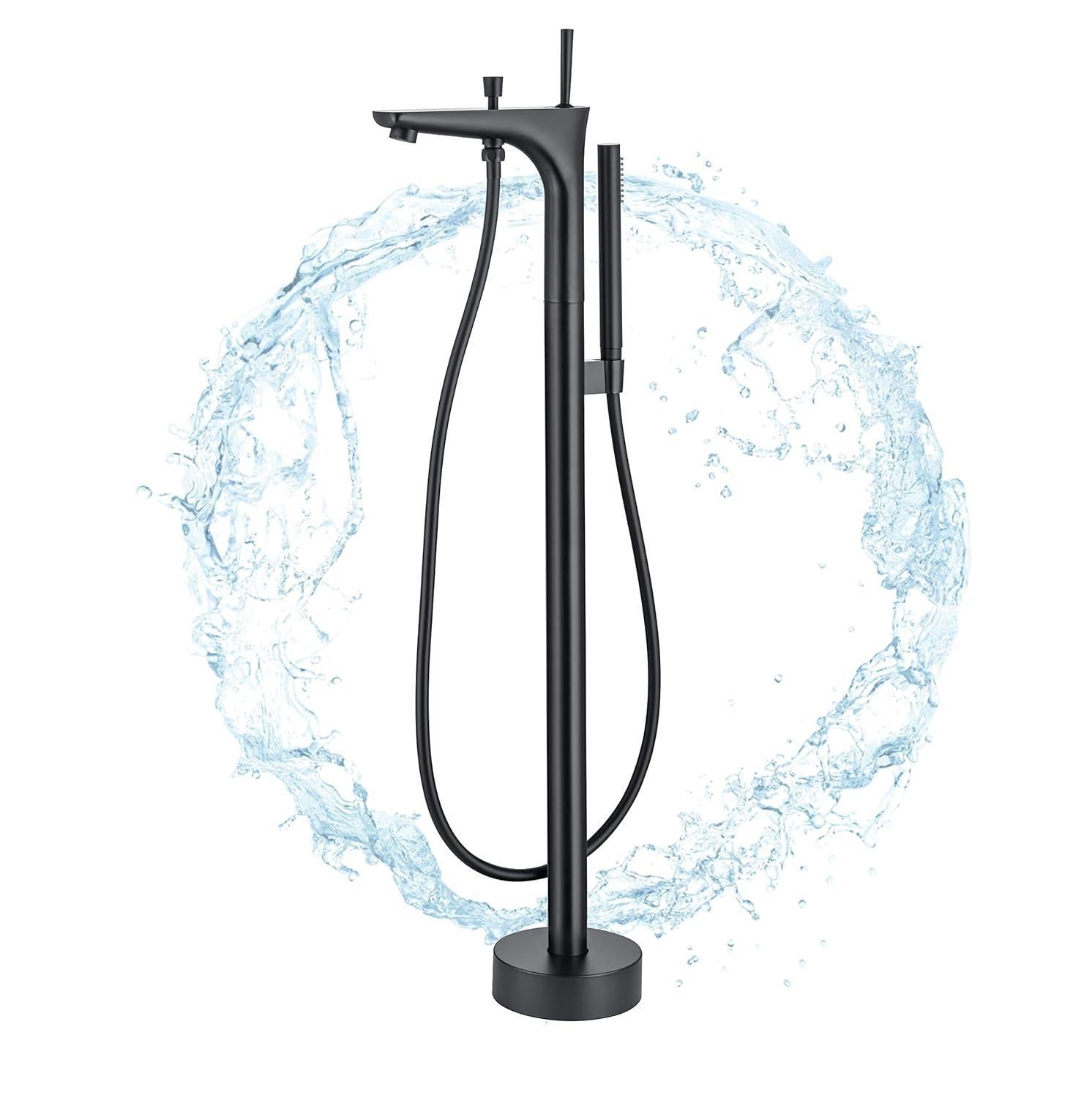 ARCORA Modern Single Handle Freestanding Tub Faucet, Floor Mount Tub Filler With Hand Shower AR9203600B