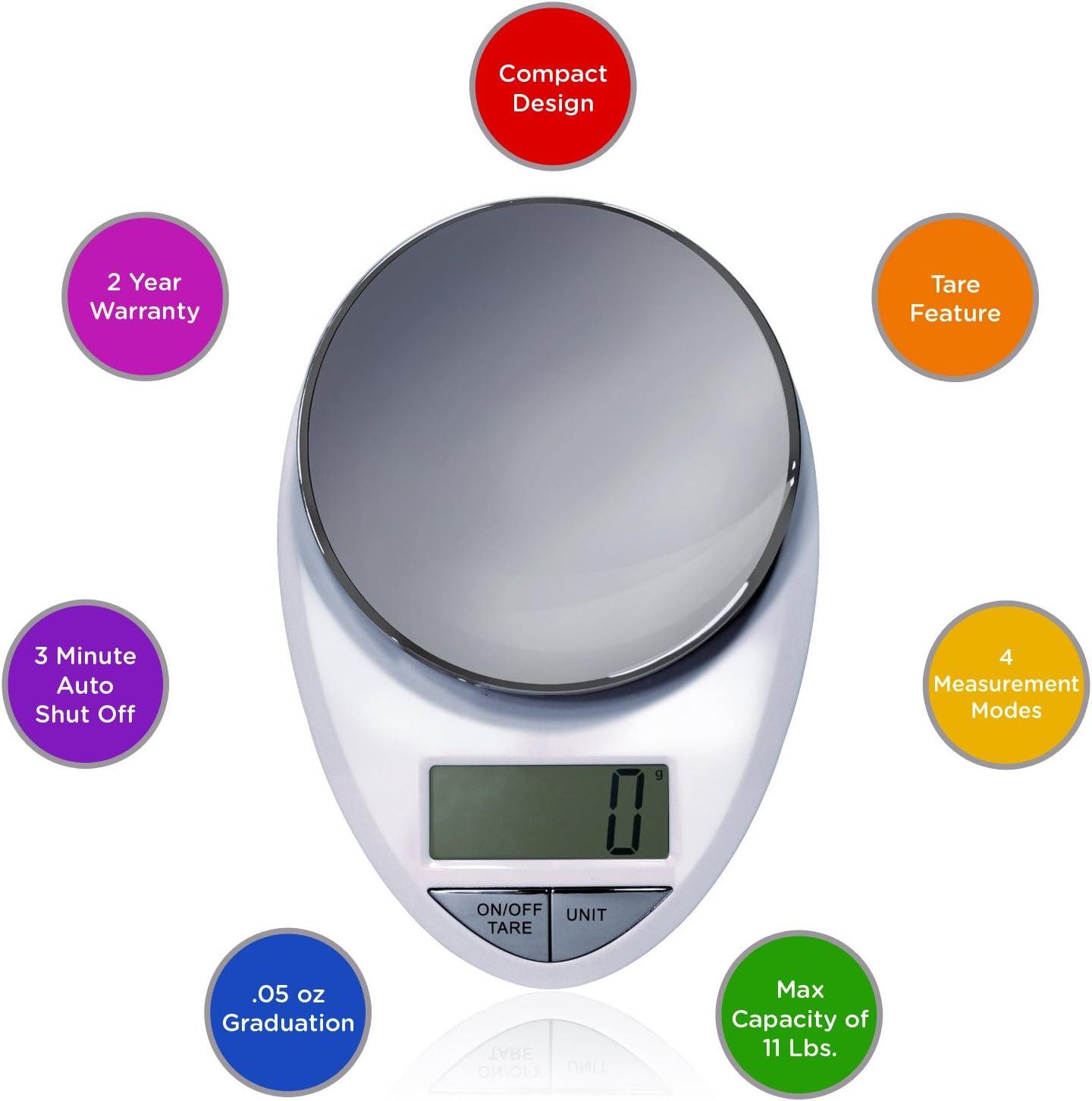 Precision Pro Digital Kitchen Scale in White Chrome