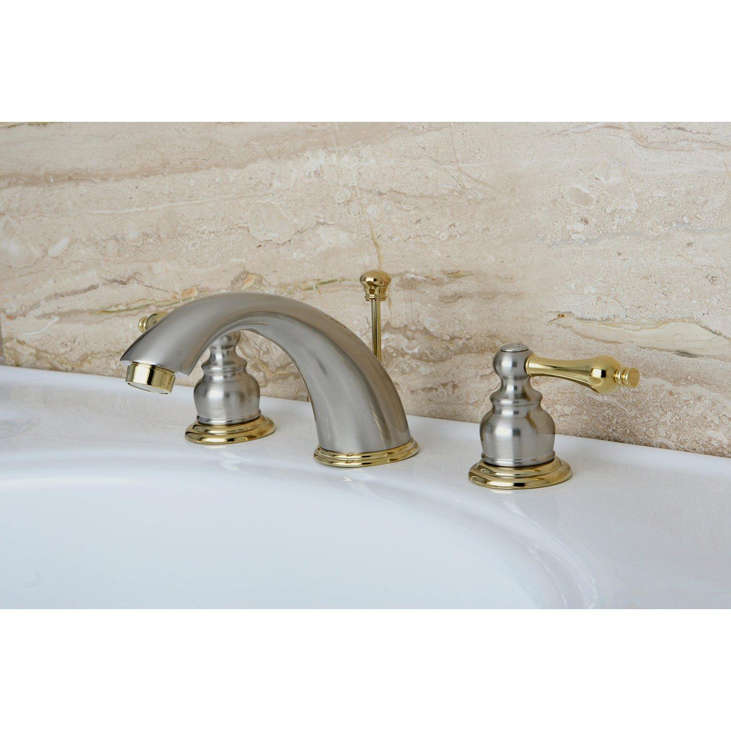 Kingston Brass KB979AL Victorian Widespread Bathroom Faucet, Brushed Nickel/Polished Brass
