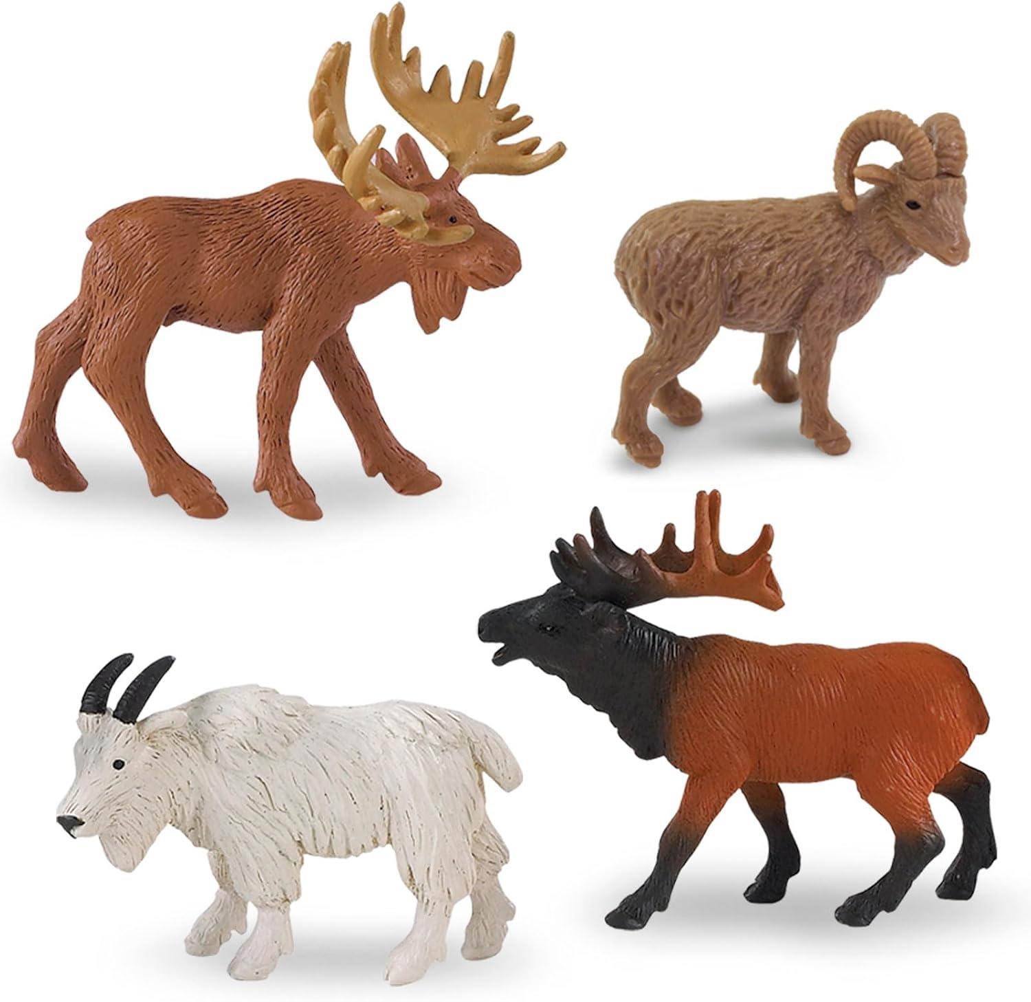 North American Wildlife Miniature Toy Figure Set, 48 Pieces