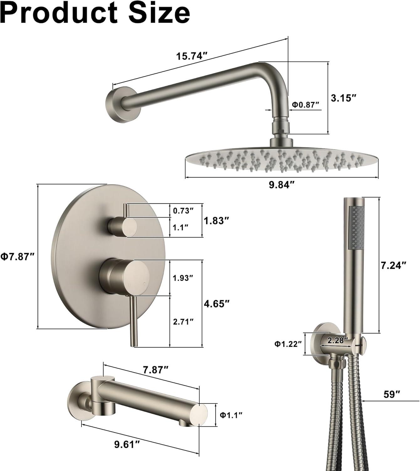 Brushed Nickel Dual Shower System with Handheld and Rain Shower Head