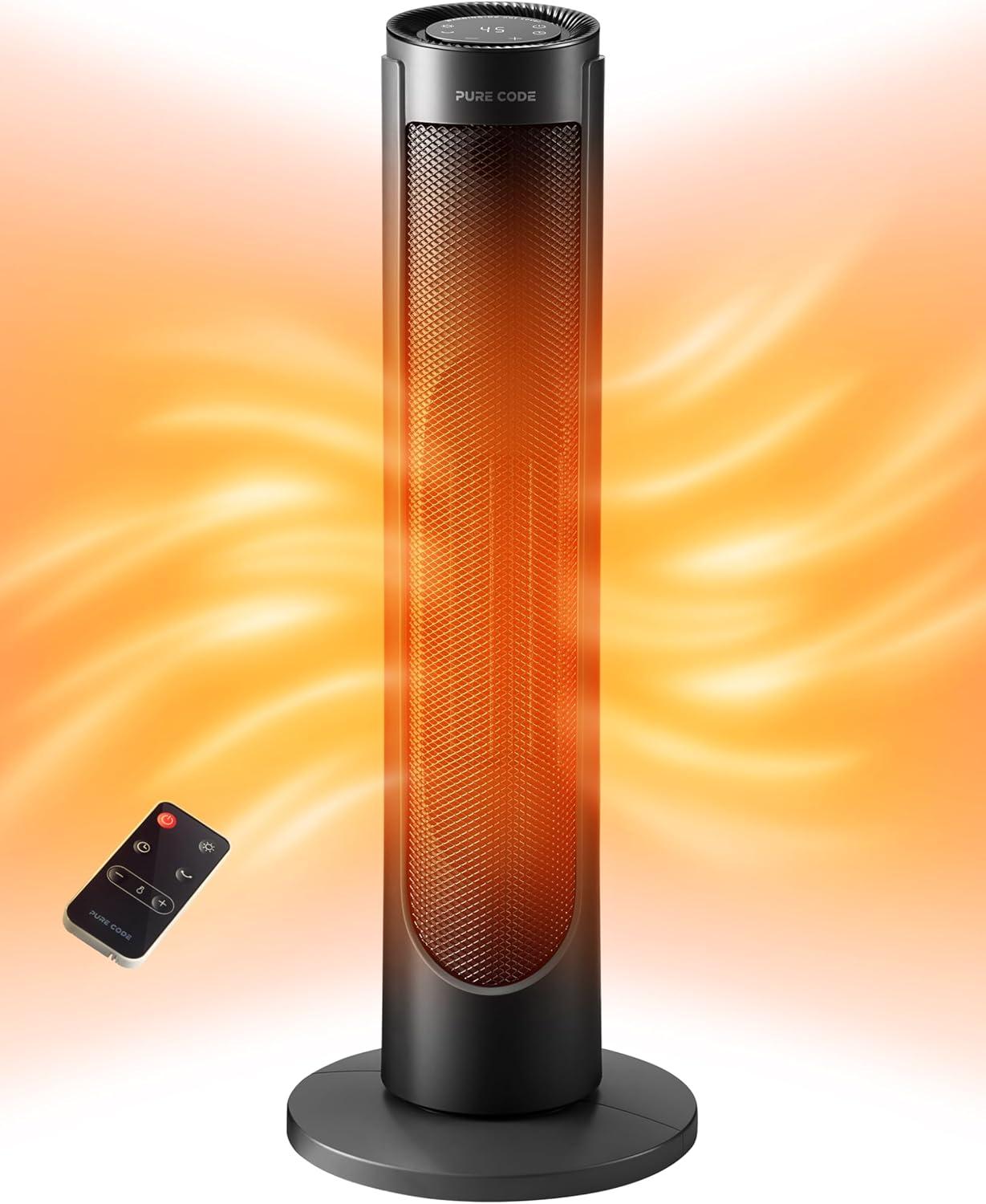 Black Ceramic Electric Space Heater with Automatic Shut-off