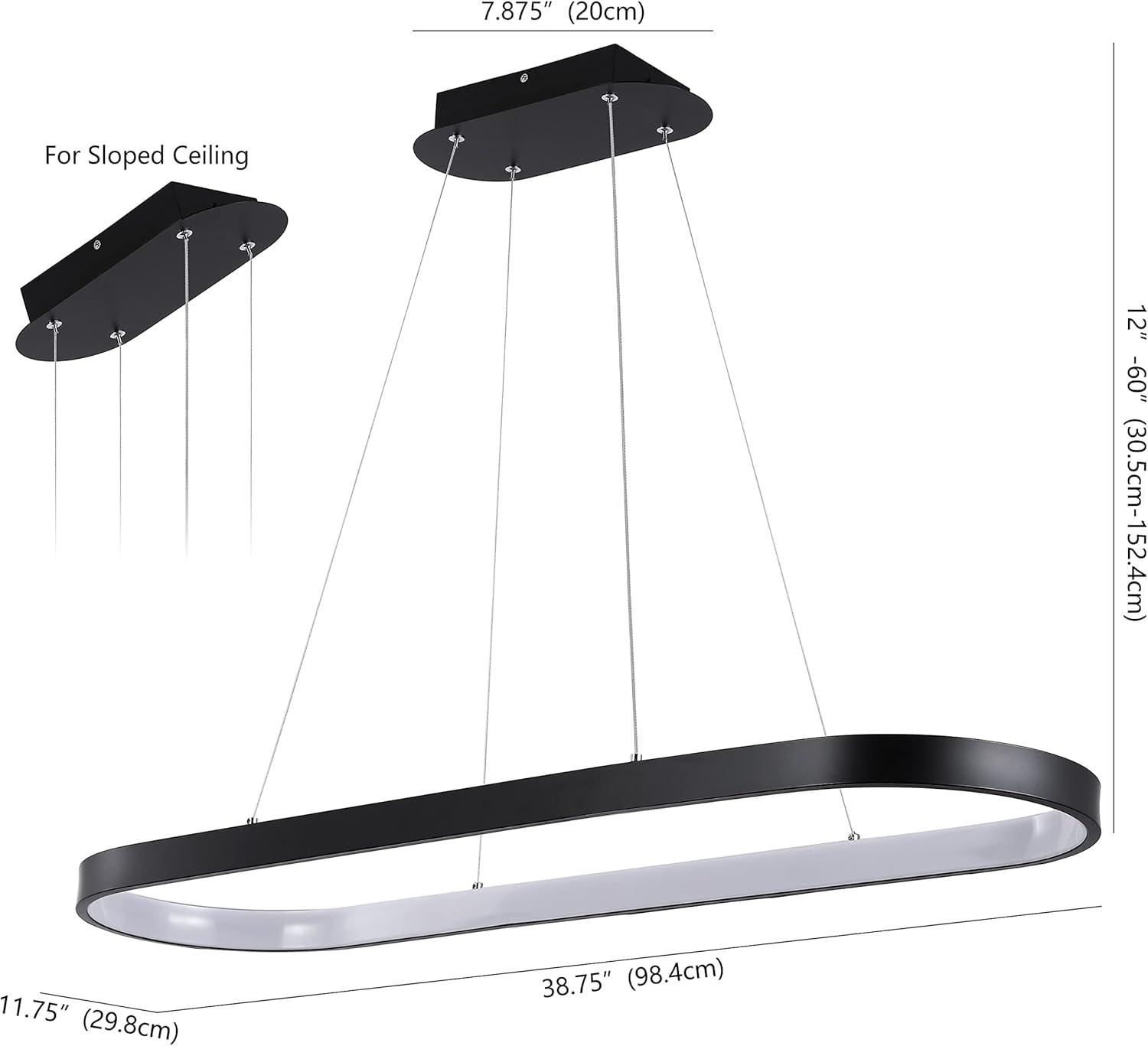 Nolan 38.75" Satin Black Modern Bohemian LED Linear Pendant