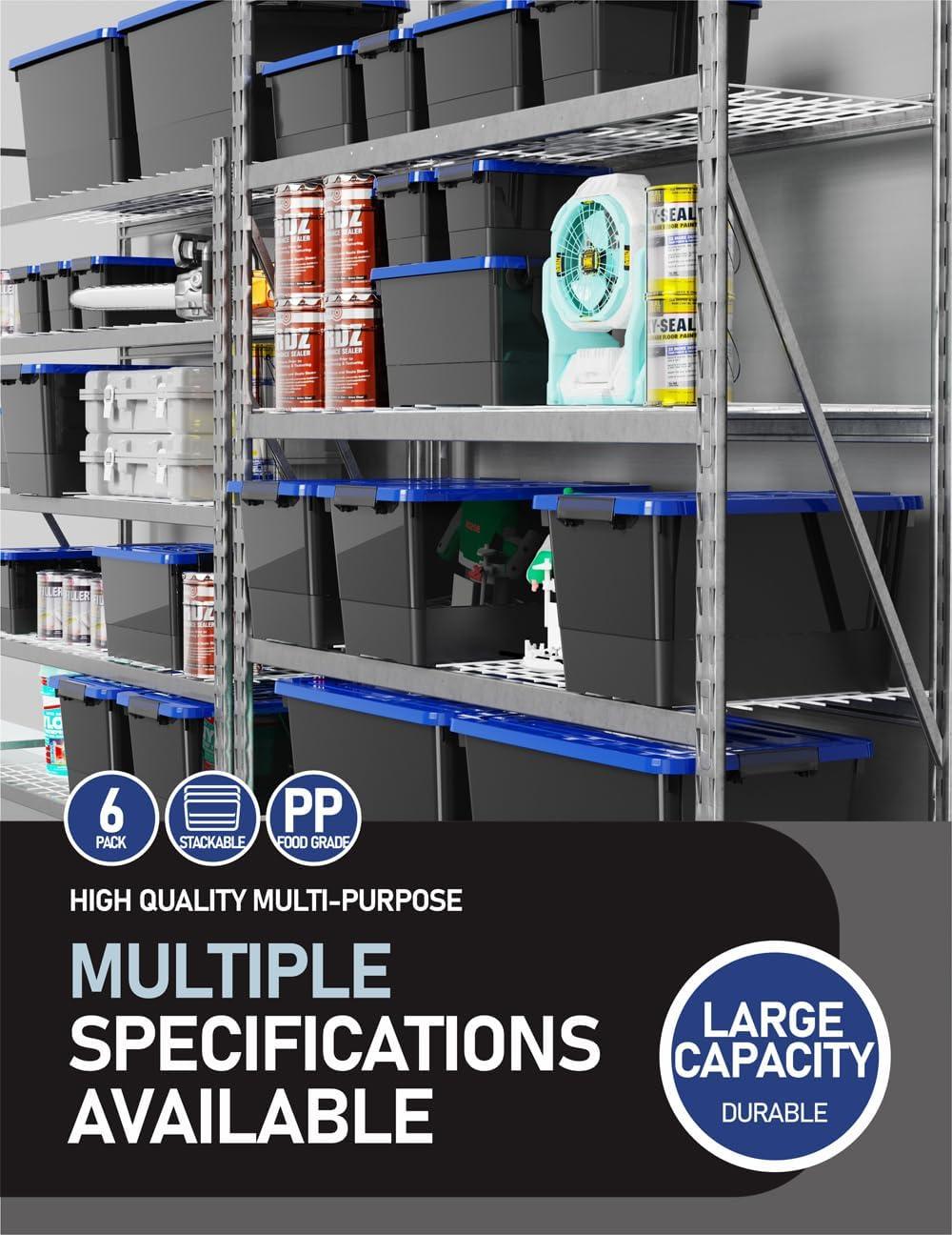 Clear Stackable Plastic Storage Boxes with Lids, 6-Pack, 5 Liters