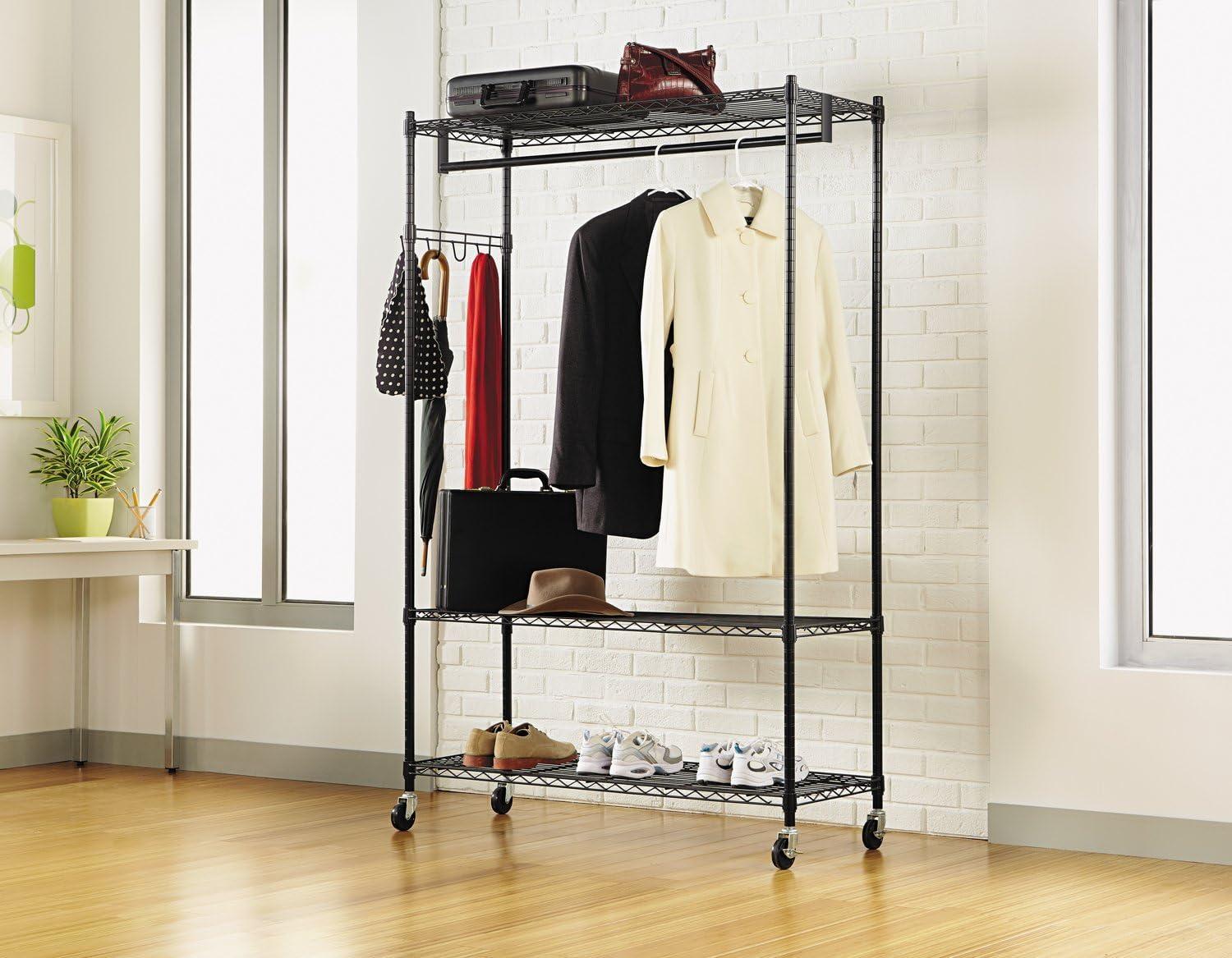 Alera® Wire Shelving Series Metal Rolling Clothing Rack