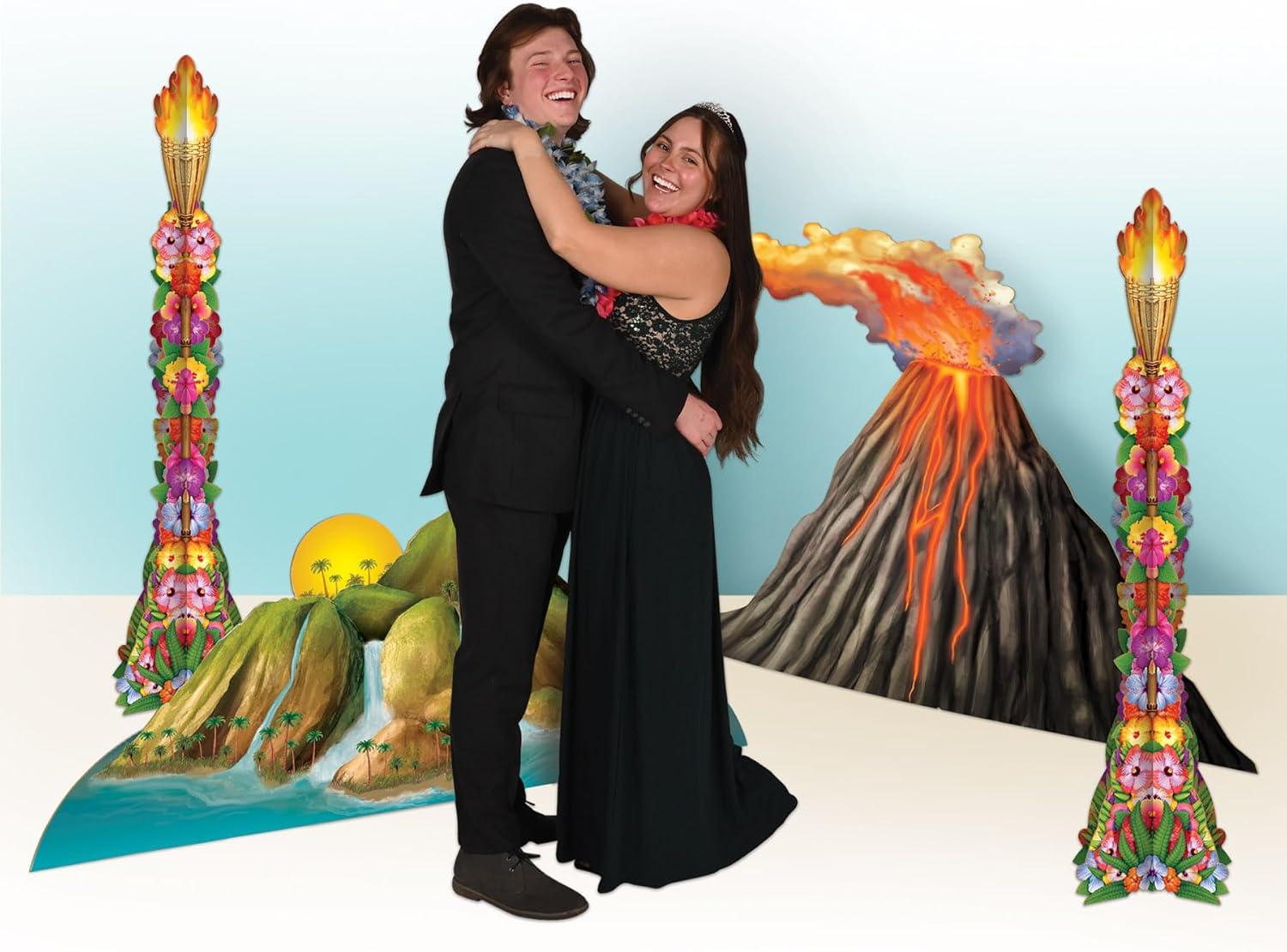 Beistle Luau Volcano Stand-Up, 3.5' x 3.5', (1/Box) Multicolored
