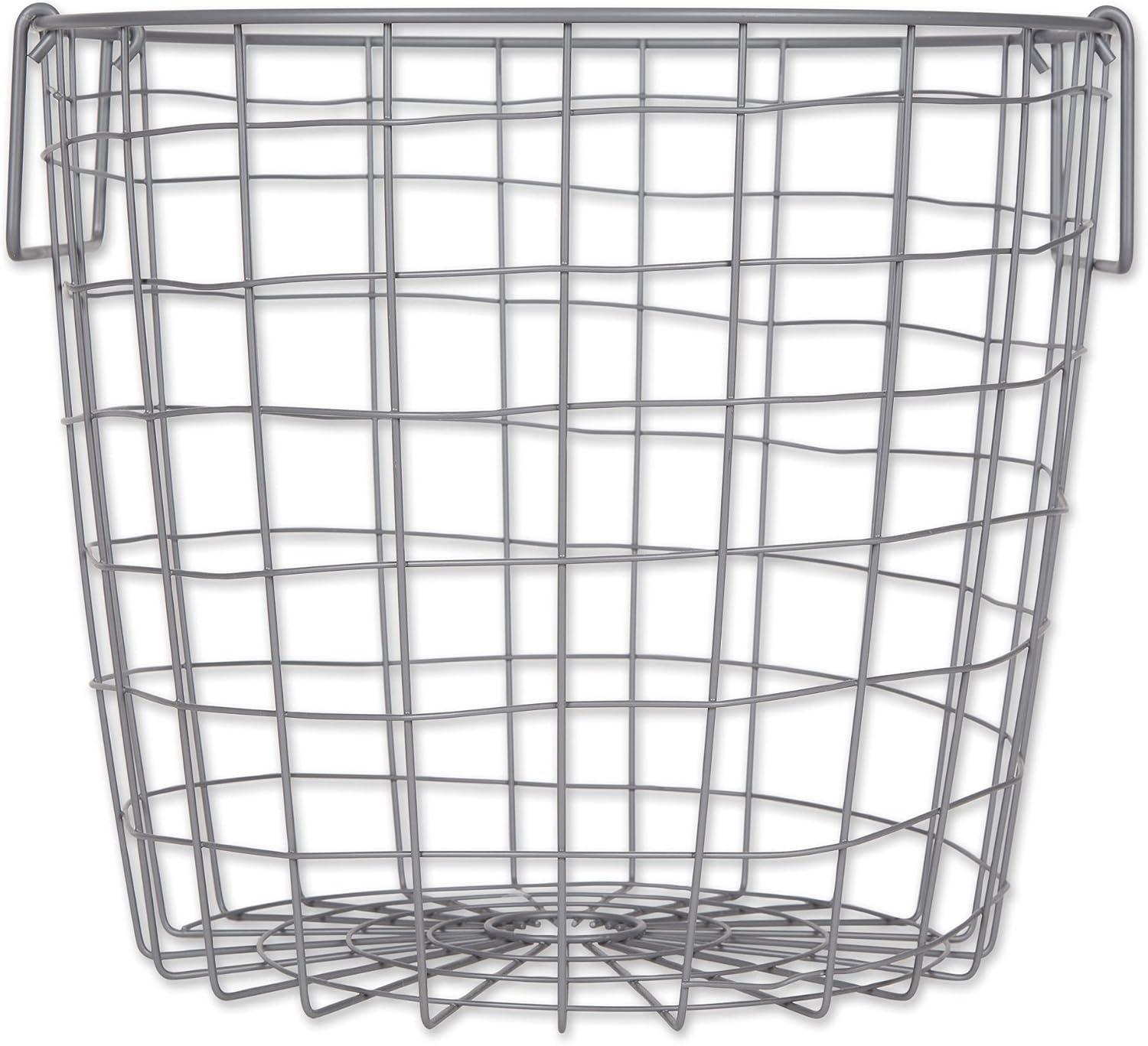 Metal Basket Cool Gray Round Medium 14X14X12