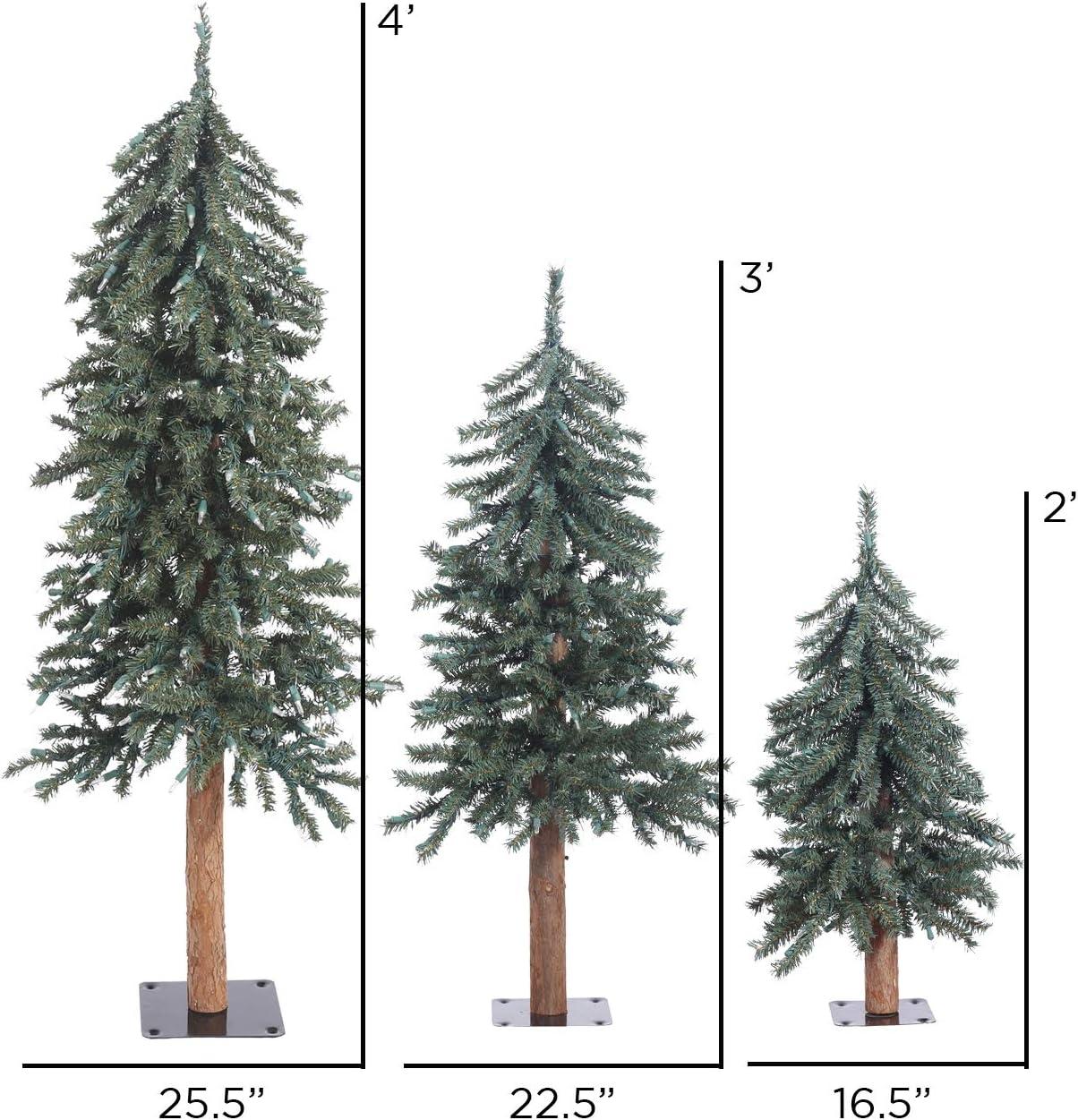 Vickerman 2' 3' 4' Natural Bark Alpine Artificial Christmas Tree Set, Unlit