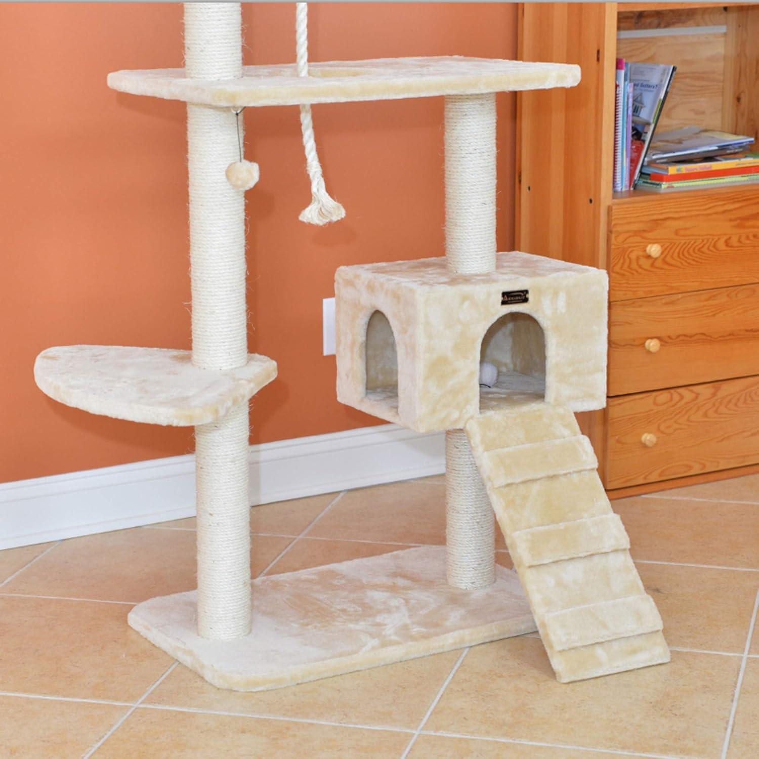 Armarkat 58-in Cat Tree & Condo Scratching Post Tower, Beige