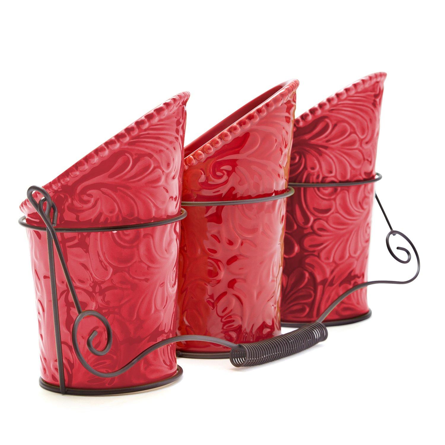 Kitchen Utensil Holder Set - Red
