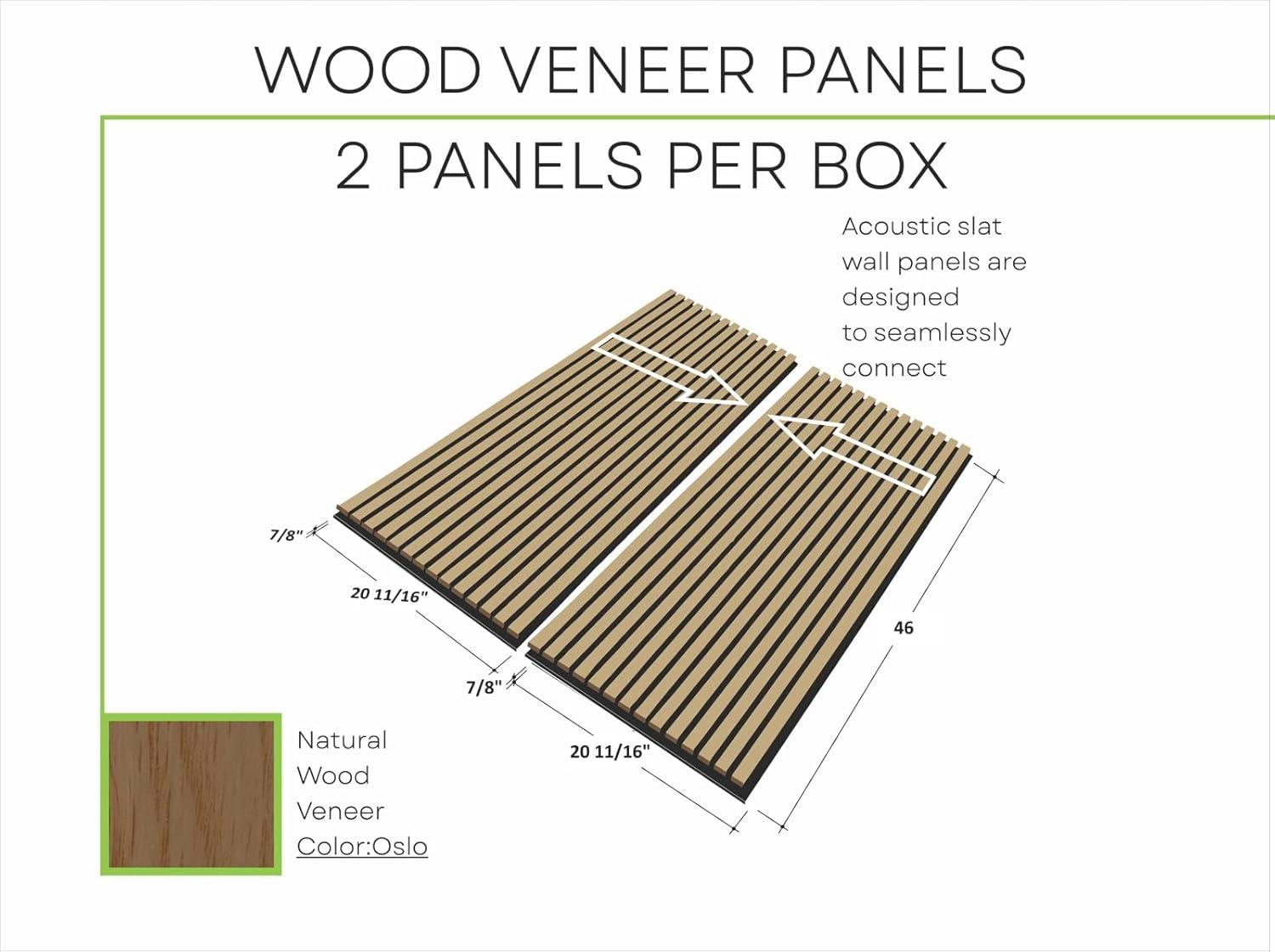 Woody Walls Acoustic Wood Wall Panels for Interior Wall Decor | Set of 2 Seamless Joint Wood Panels for Walls | DIY Wood Slat Wall | 3D Wall Panel Effect for Any Interior Design (Oslo)