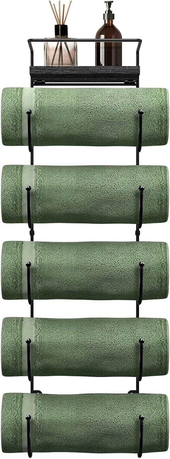 Sorbus Sorbus 5-Tier Wall Mounted Metal Towel Rack with Shelf TWL-RCKW-BLK