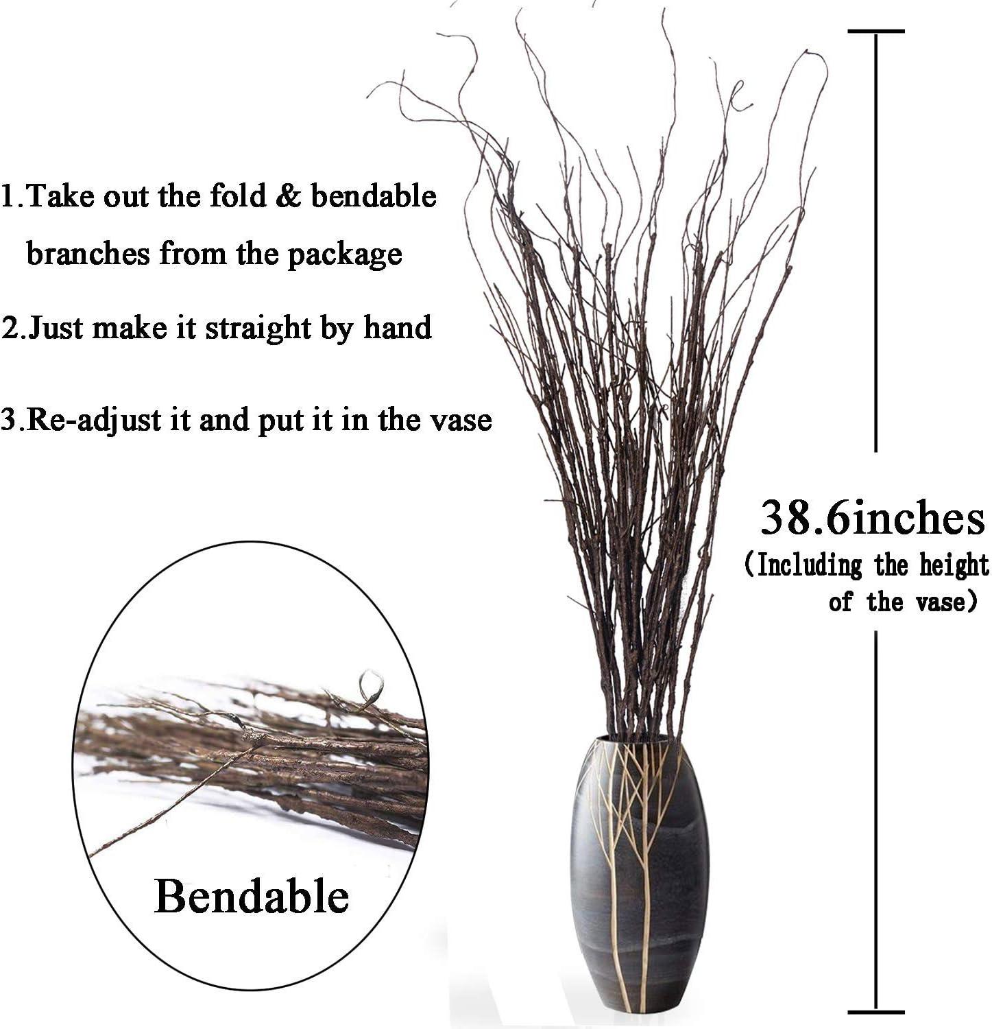 Kabuer Willow Branches, 30.7 inch Decorative Dried Artificial Twigs for Vases, Garden Decor, 10 Pcs