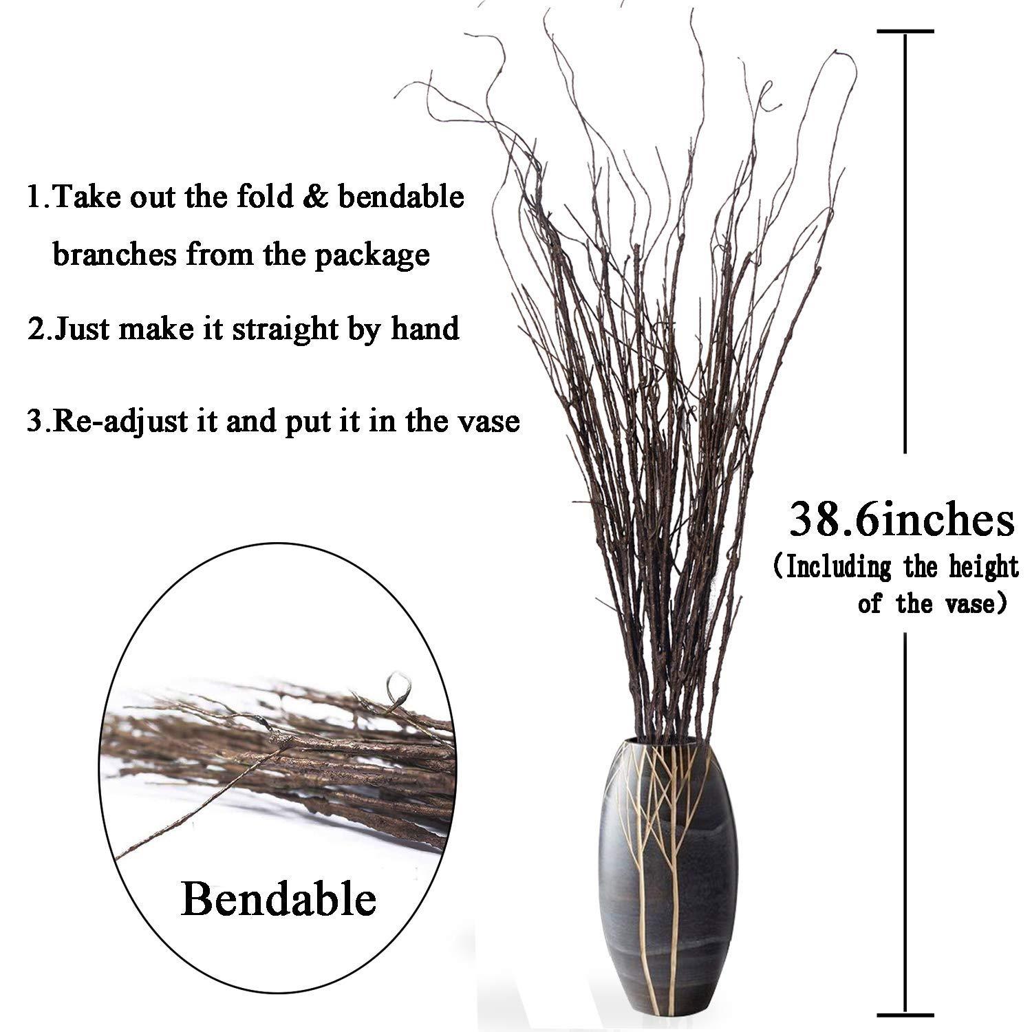 Kabuer Willow Branches, 30.7 inch Decorative Dried Artificial Twigs for Vases, Garden Decor, 10 Pcs