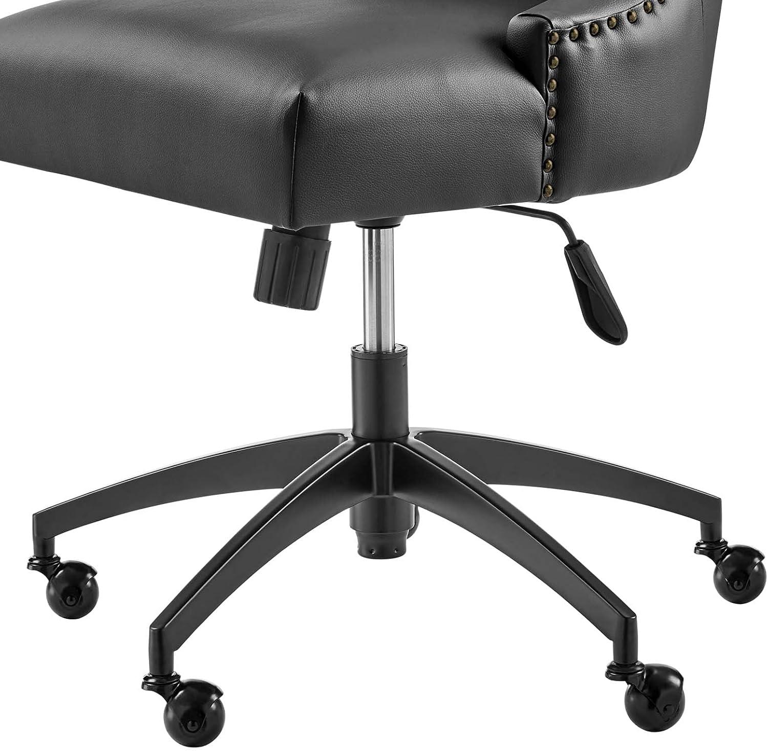 Modway Empower Channel Tufted Vegan Leather Office Chair Black: Metal Frame, Adjustable Height, Modern Style
