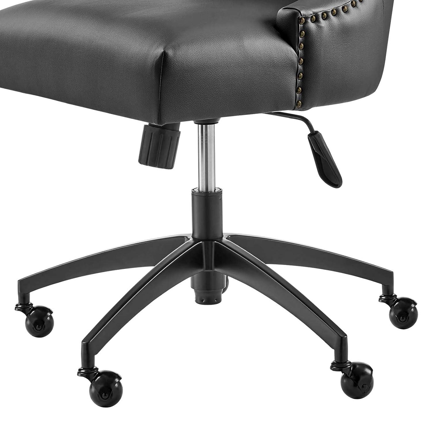 Modway Empower Channel Tufted Vegan Leather Office Chair Black: Metal Frame, Adjustable Height, Modern Style