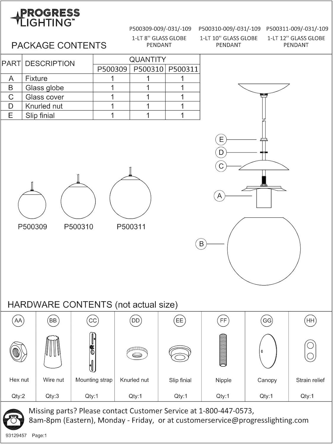 Brushed Nickel 10" Globe Pendant Light with Clear Glass Shade