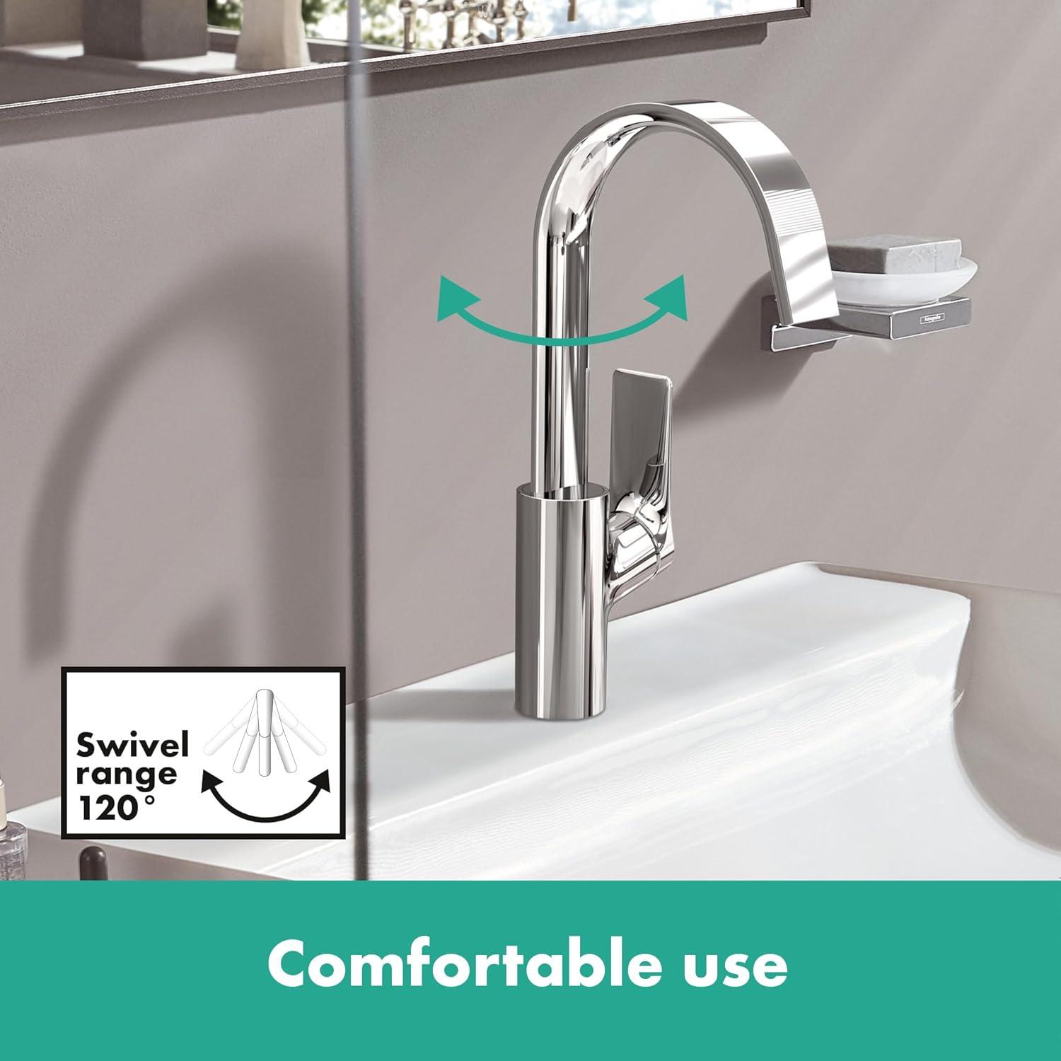 Hansgrohe Vivenis Single-hole Faucet 210 with Swivel Spout and Pop-Up Drain, 1.2 GPM