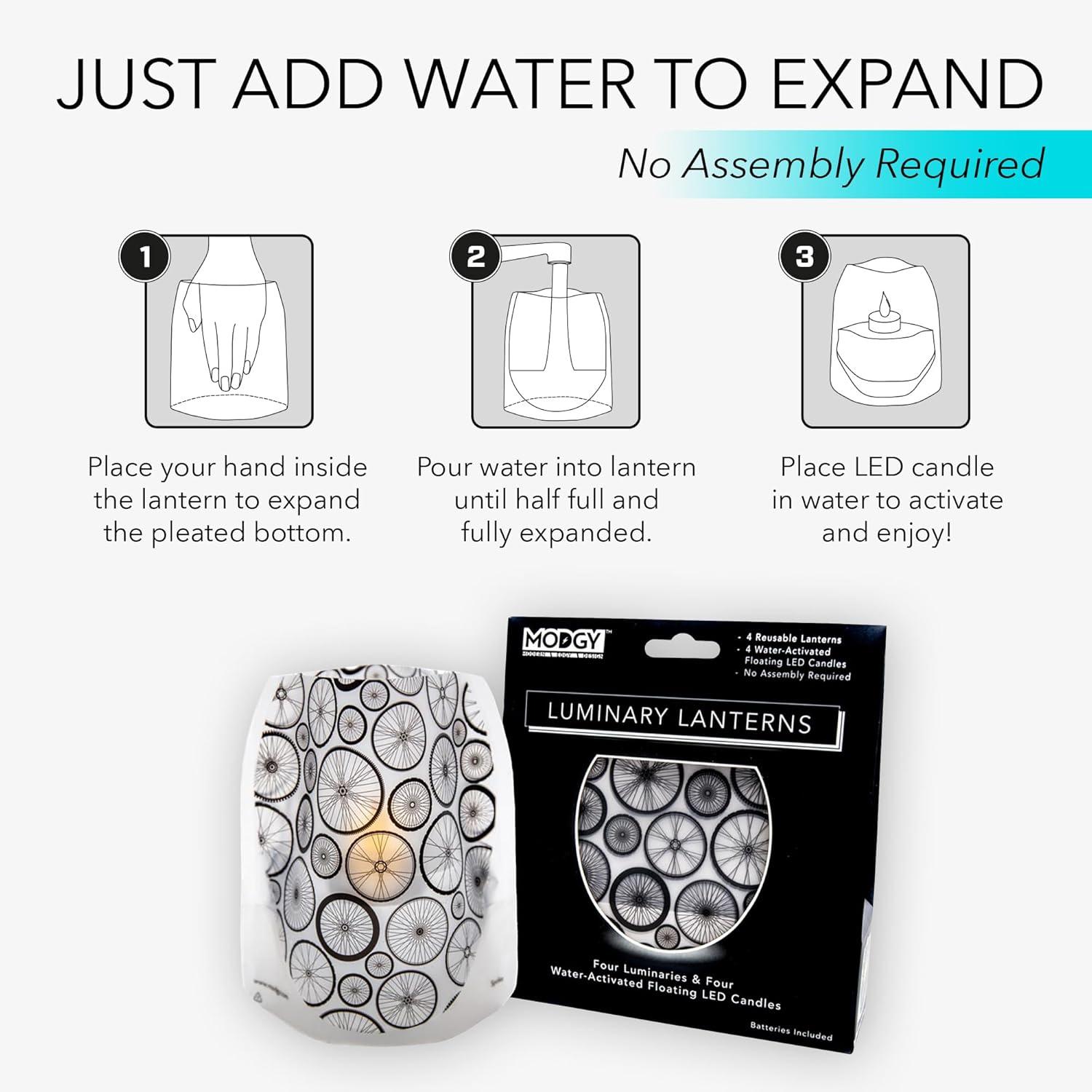 MODGY Luminary Lanterns 4-Pack - Floating LED Candles with Batteries Included - Luminaries are Great for Weddings, Parties, Patios & Celebrations of All Kinds (Spoke)