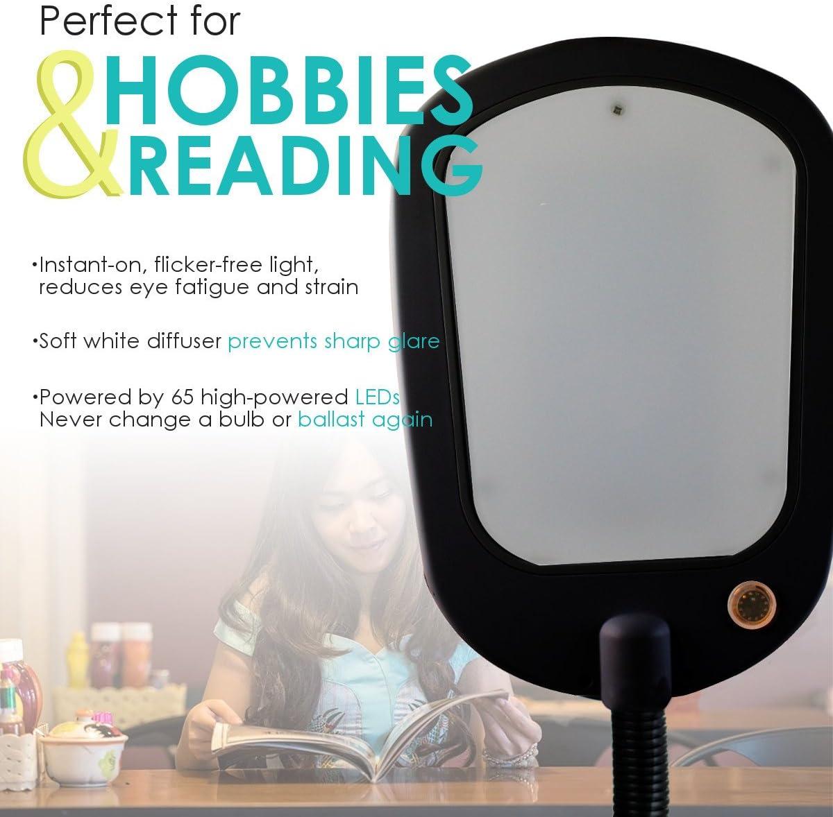 LED Floor Lamp Bright Reader Natural Daylight Full Spectrum Black SLIMMER DESIGN