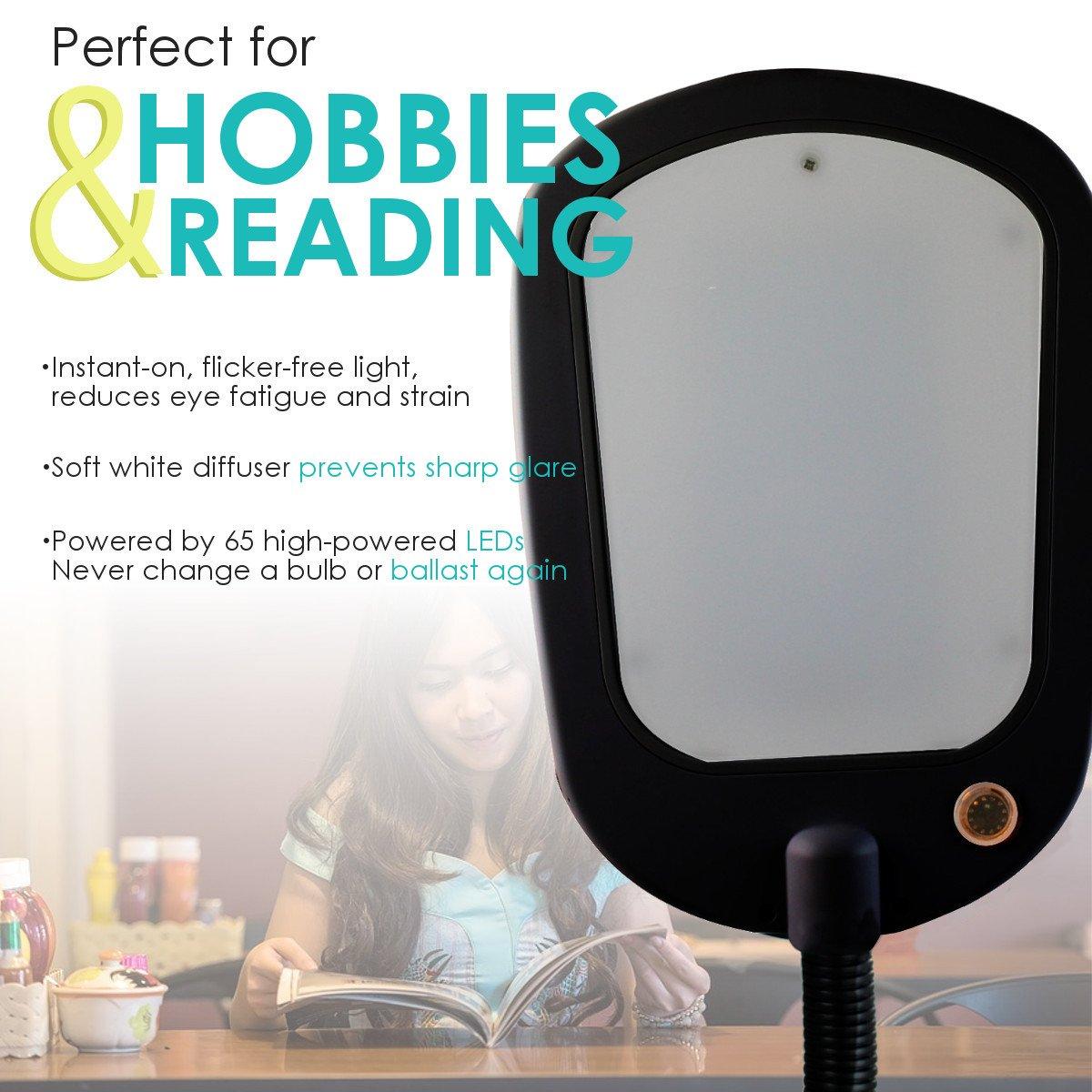 LED Floor Lamp Bright Reader Natural Daylight Full Spectrum  Black SLIMMER DESIGN