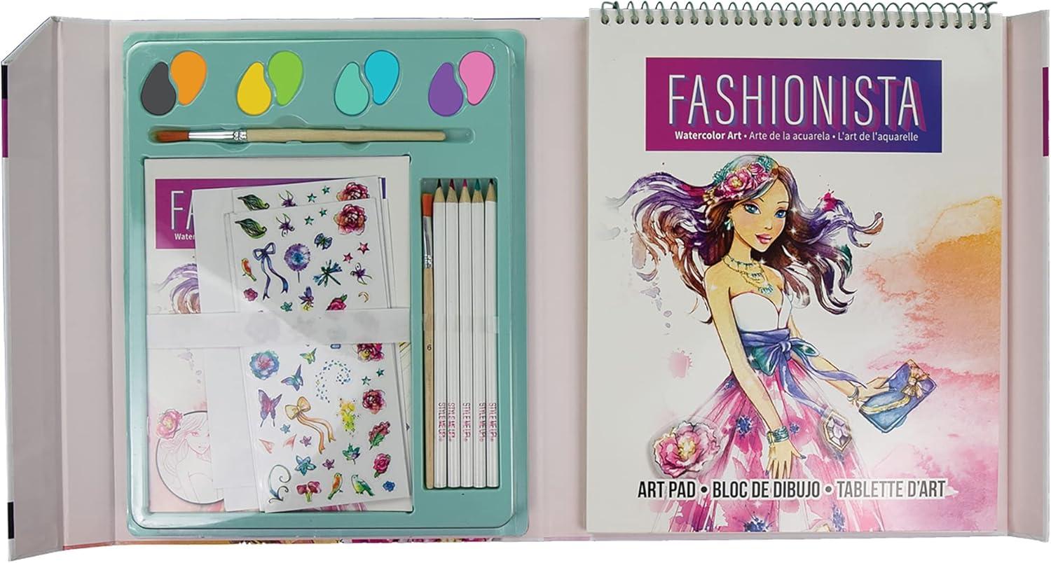 Style Me Up: Fashionista, Watercolor Painting Kit, Includes 24 Templates, Detailed Booklet Teaches Kids Basics of Watercolor Painting, For Ages 8 and up