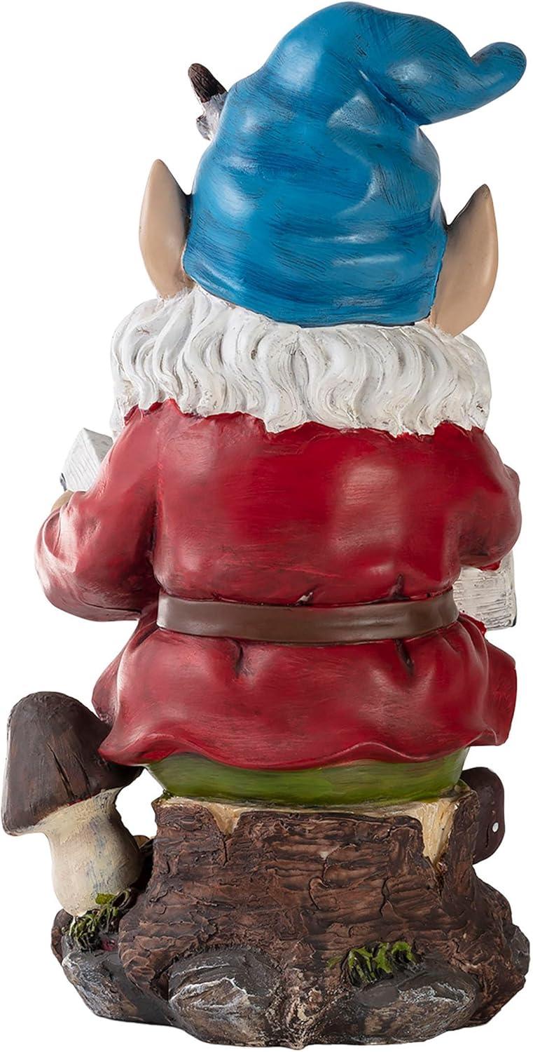 Colorful Resin Garden Gnome Reading Book Statue