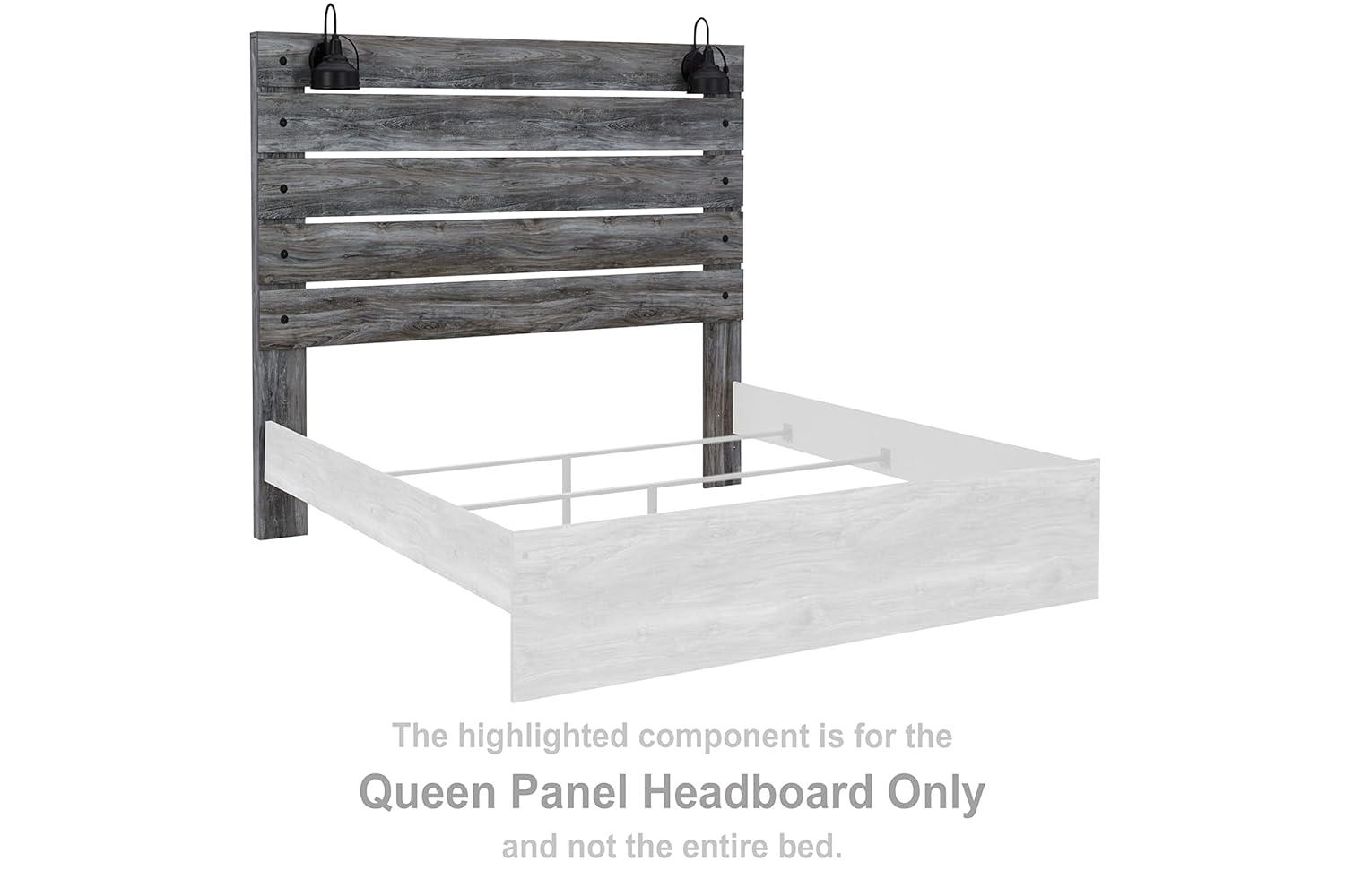 Gray Driftwood Queen Panel Bed with Sconce Lights