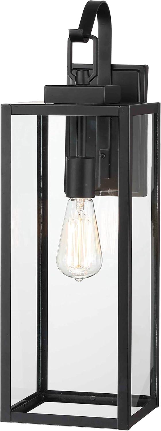 Extra Large Size Outdoor Wall Lights, 22.5 Inch Matte Black Oversized Exterior Light Fixture With Clear Glass Shade, Front Porch Lighting, Modern Sconce Lantern For House, Garage