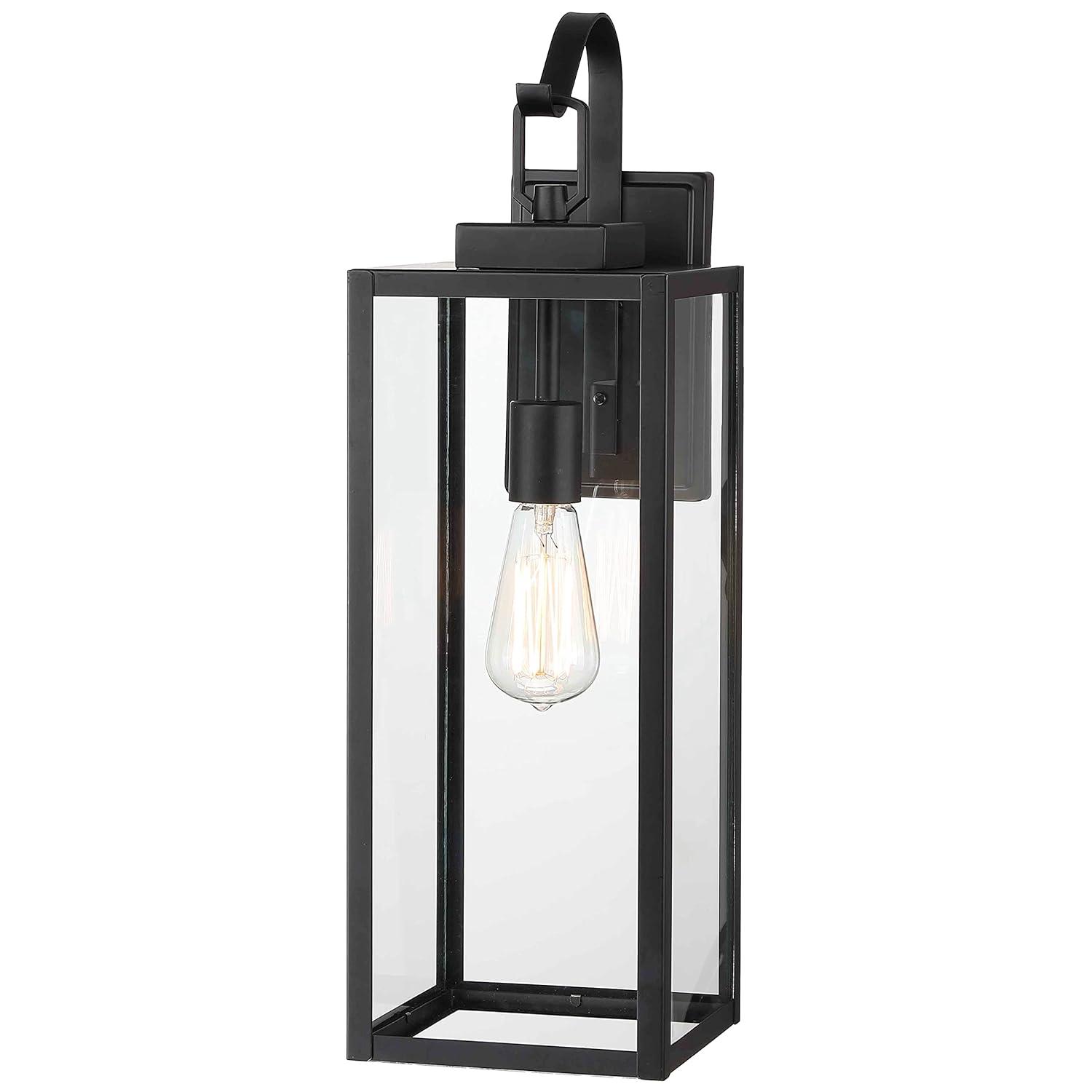 17 Stories Extra Large Size Outdoor Wall Lights, 22.5 Inch Matte Black Oversized Exterior Light Fixture With Clear Glass Shade, Front Porch Lighting, Modern Sconce Lantern For House, Garage