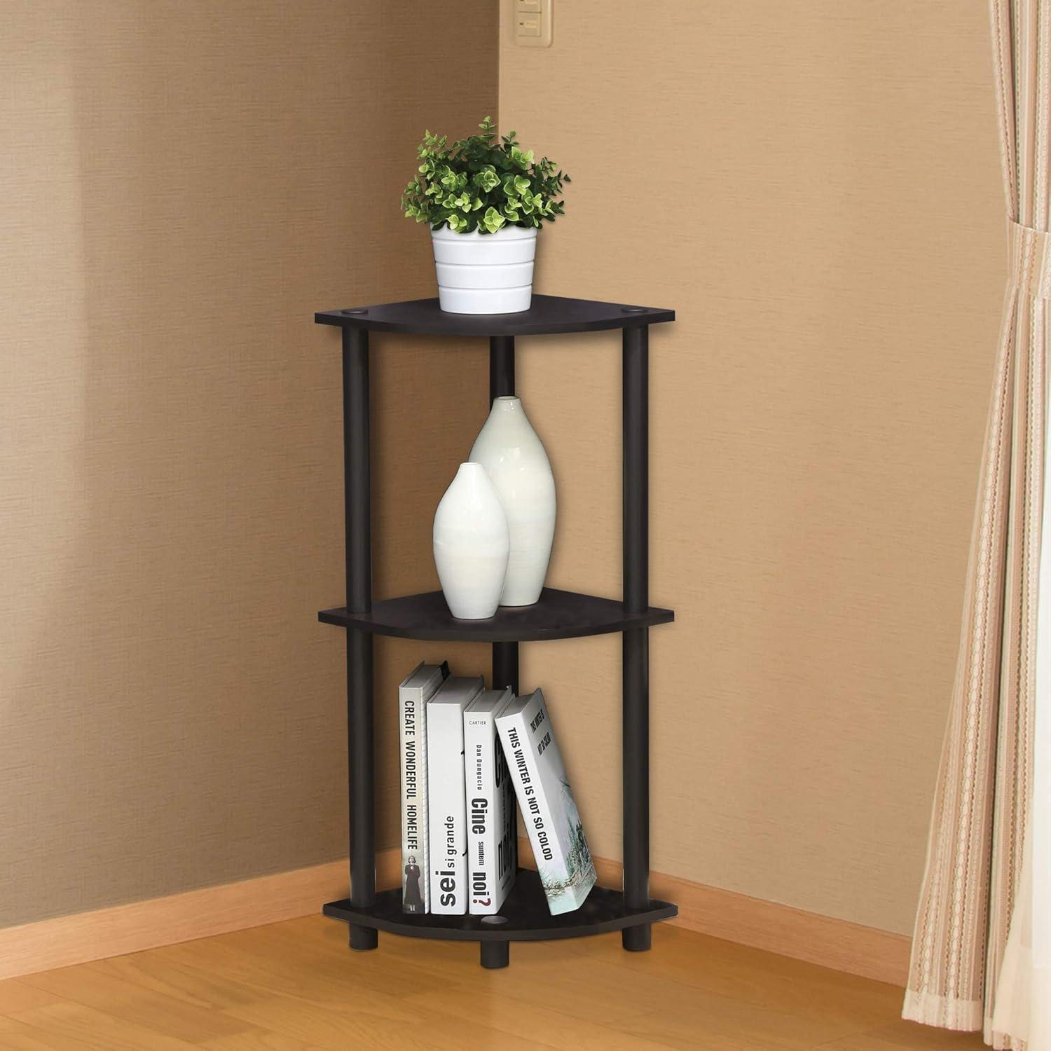 Furinno 3-Tier Corner Display Rack Multipurpose Shelving Unit Industrial Ladder Bookcase