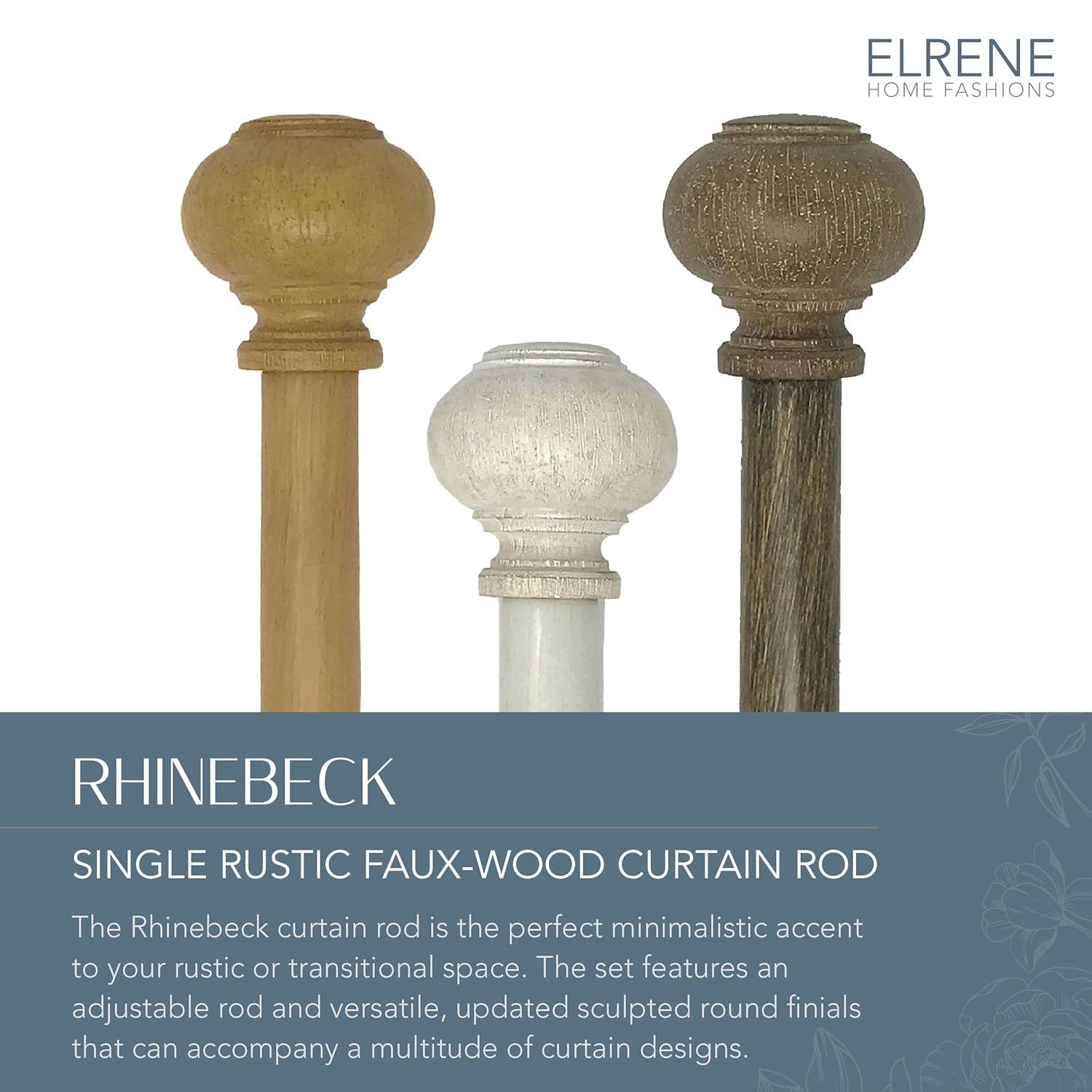 Rhinebeck Rustic Faux Wood 1" Window Drapery Single Curtain Rod - 86" - 120" - White