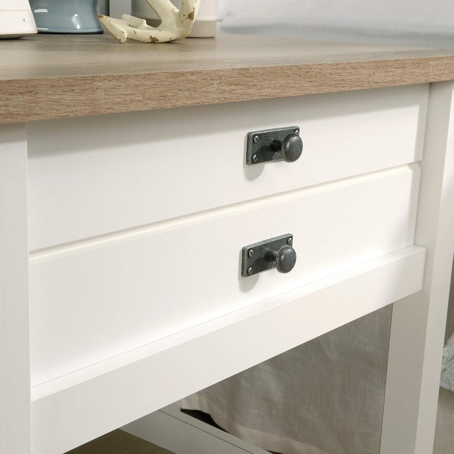 Cottage Road Nightstand with Drawer Raven Oak - Sauder: Laminated Surface, Metal Hardware, MDF Frame