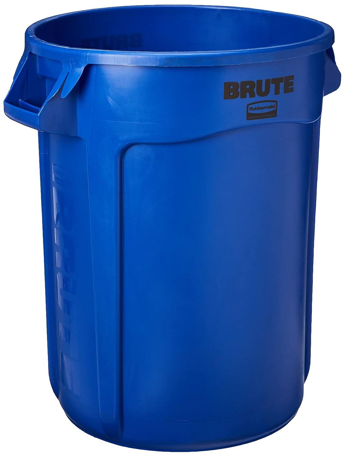 Rubbermaid Commercial Vented Round Brute Container, 32 gal, Plastic, Blue